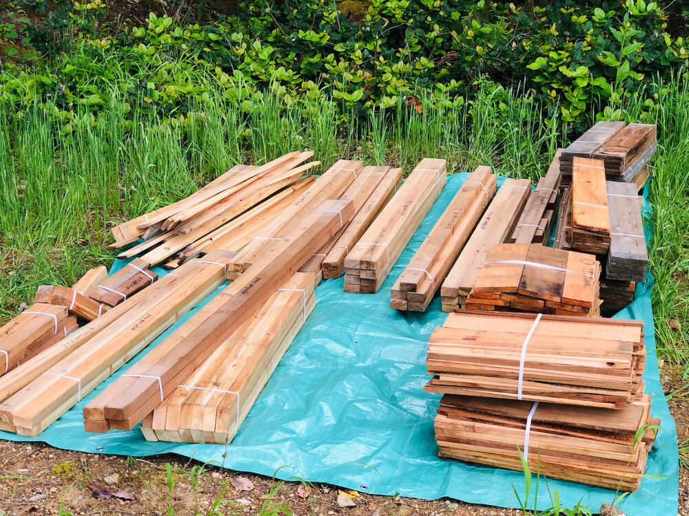  The wood, all laid out, after being removed from the truck. 
