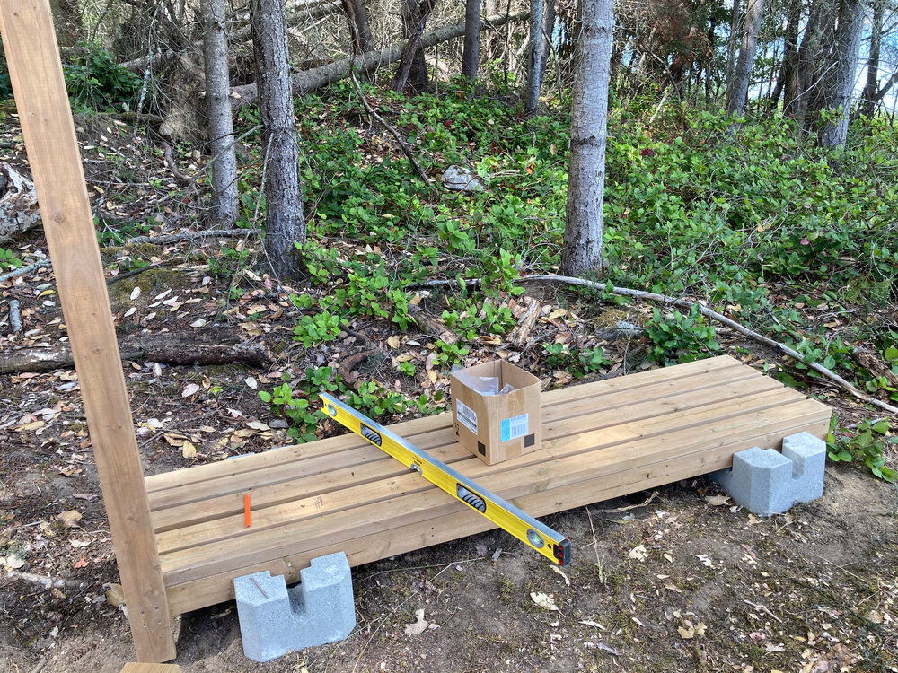  After leveling off the footings, we got the platform assembled and installed. 