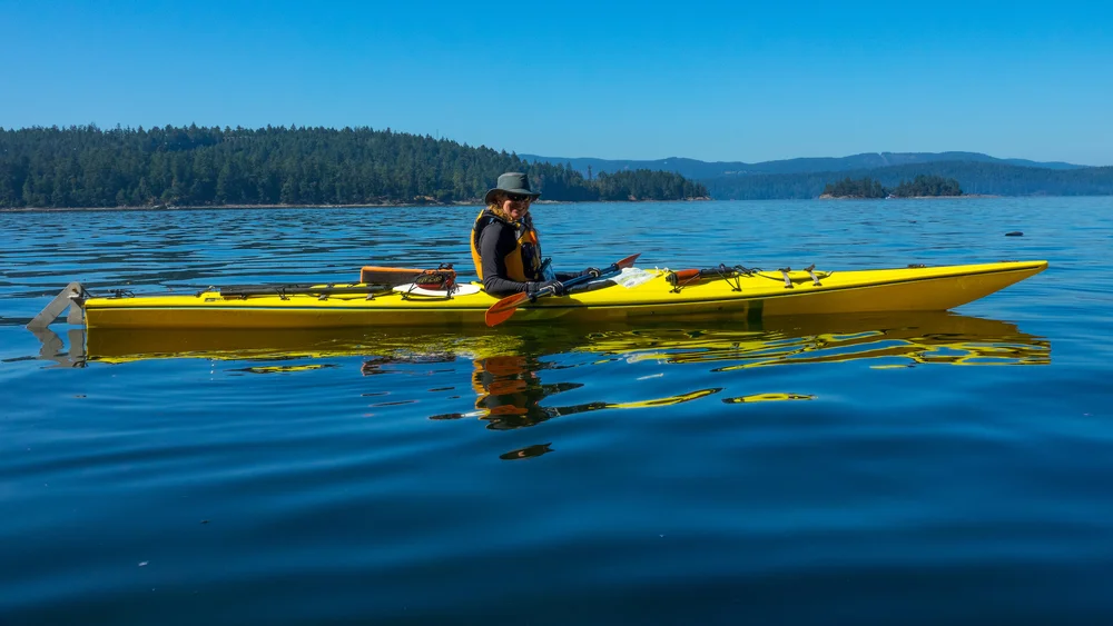  Justine paddling along. 