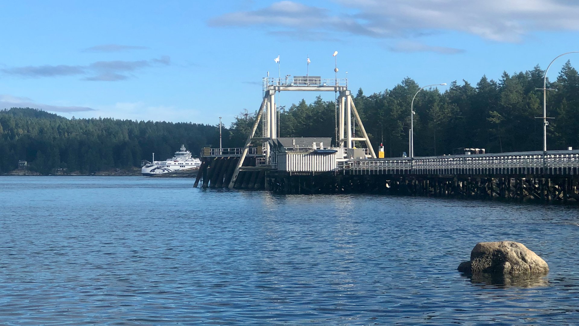  The ferry pulling into the terminal. 