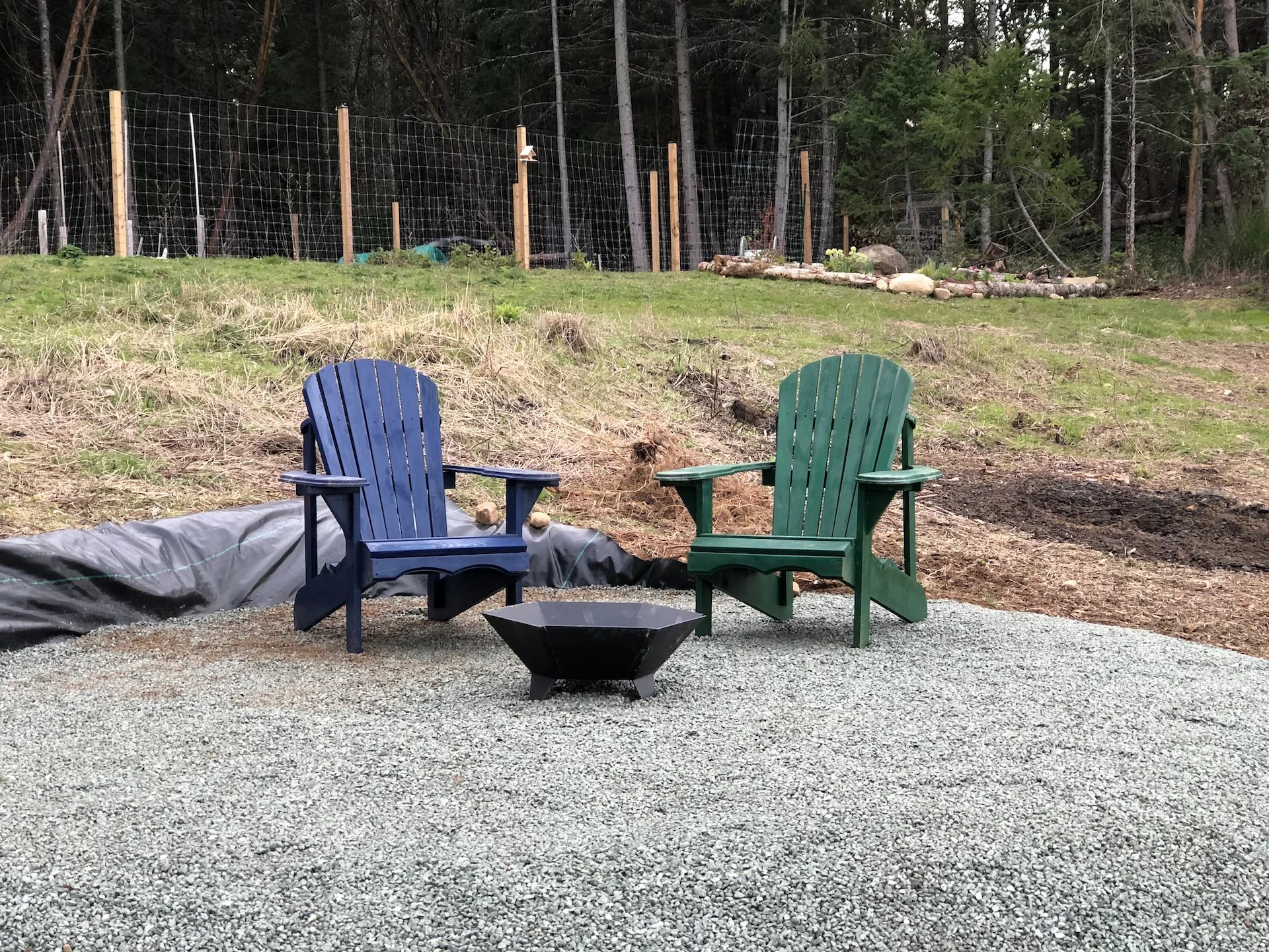  Close up view with the new fire pit that Justine found. 