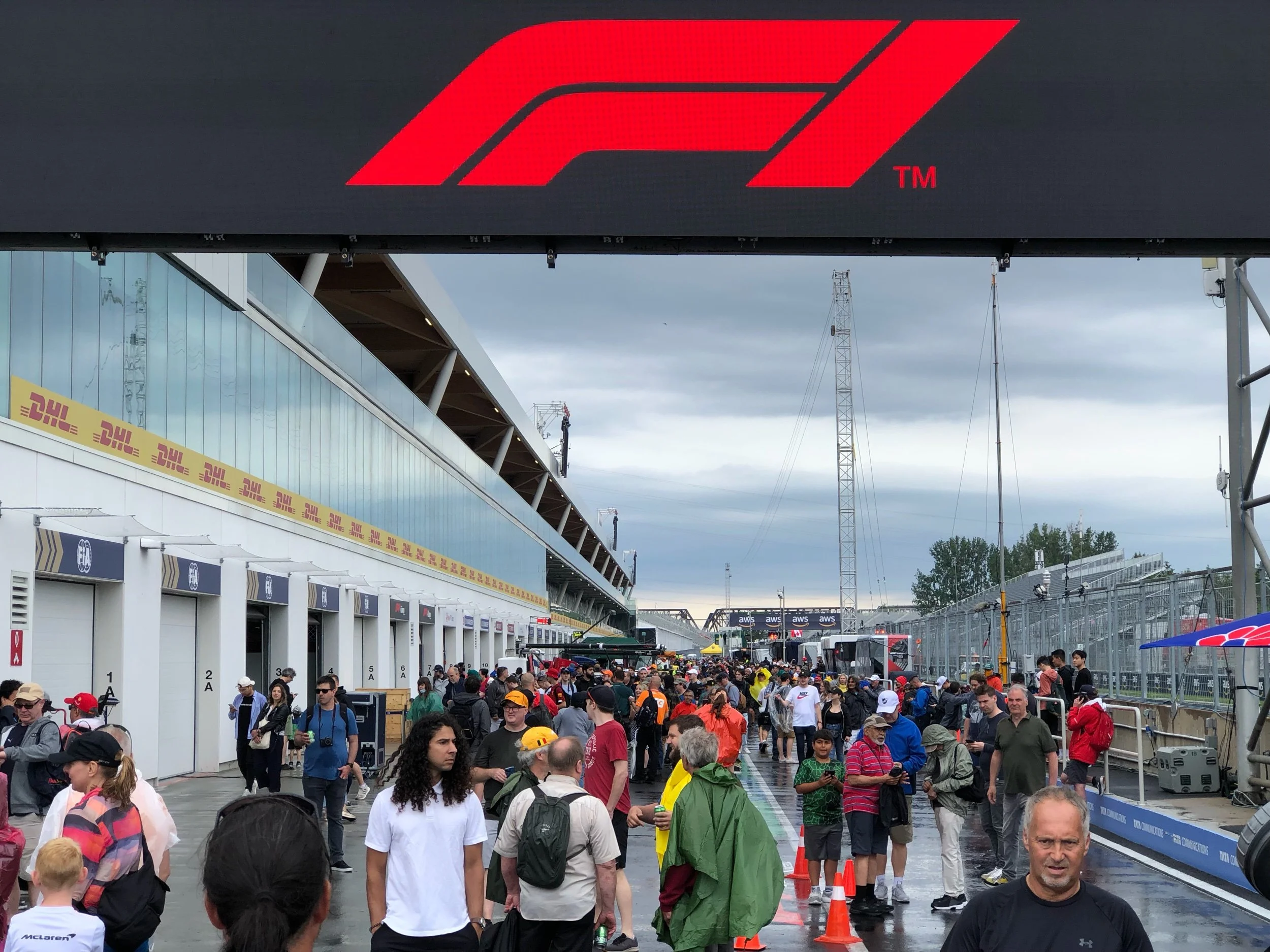 Looking back up the pit lane.