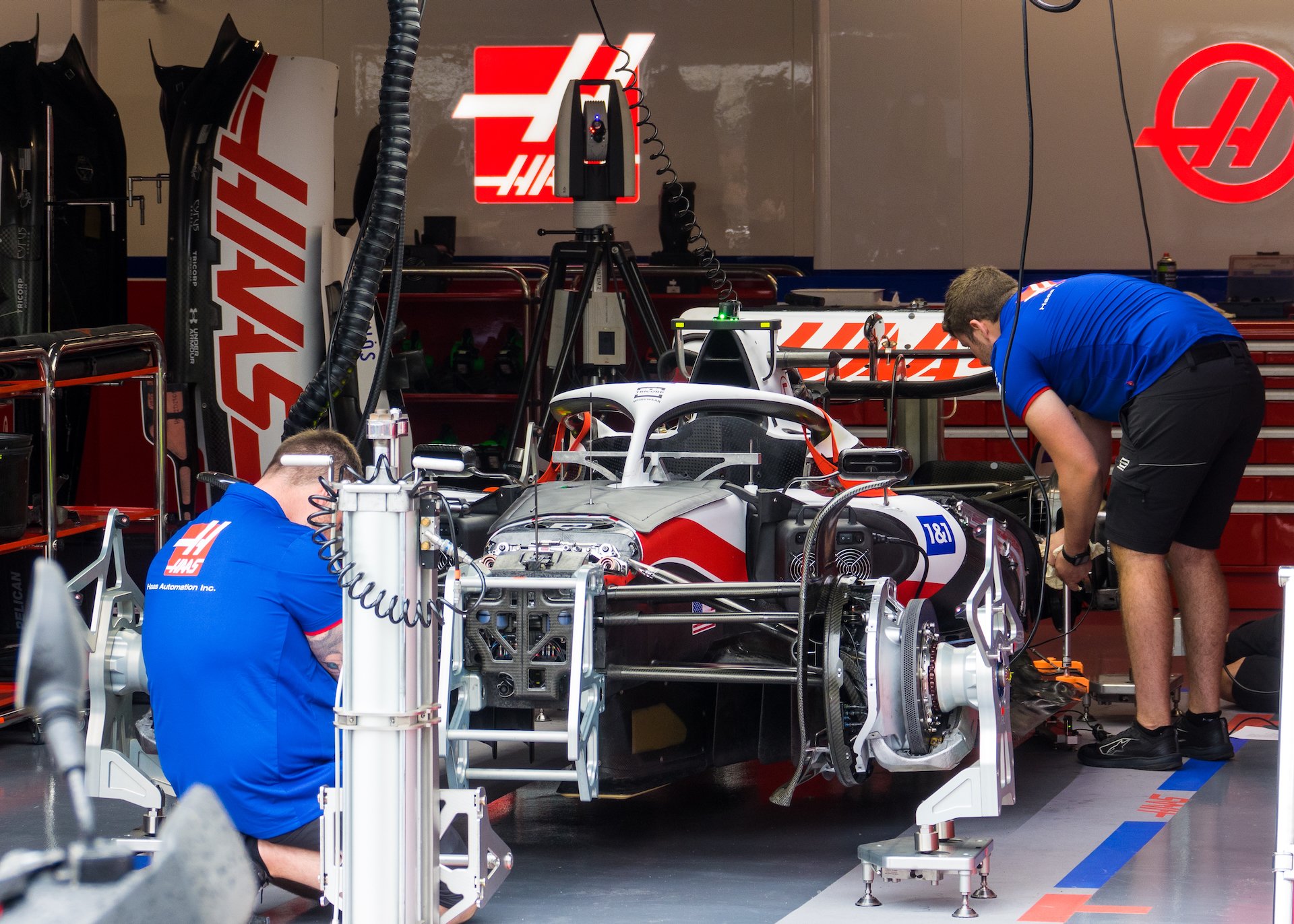  The Haas car under assembly.  