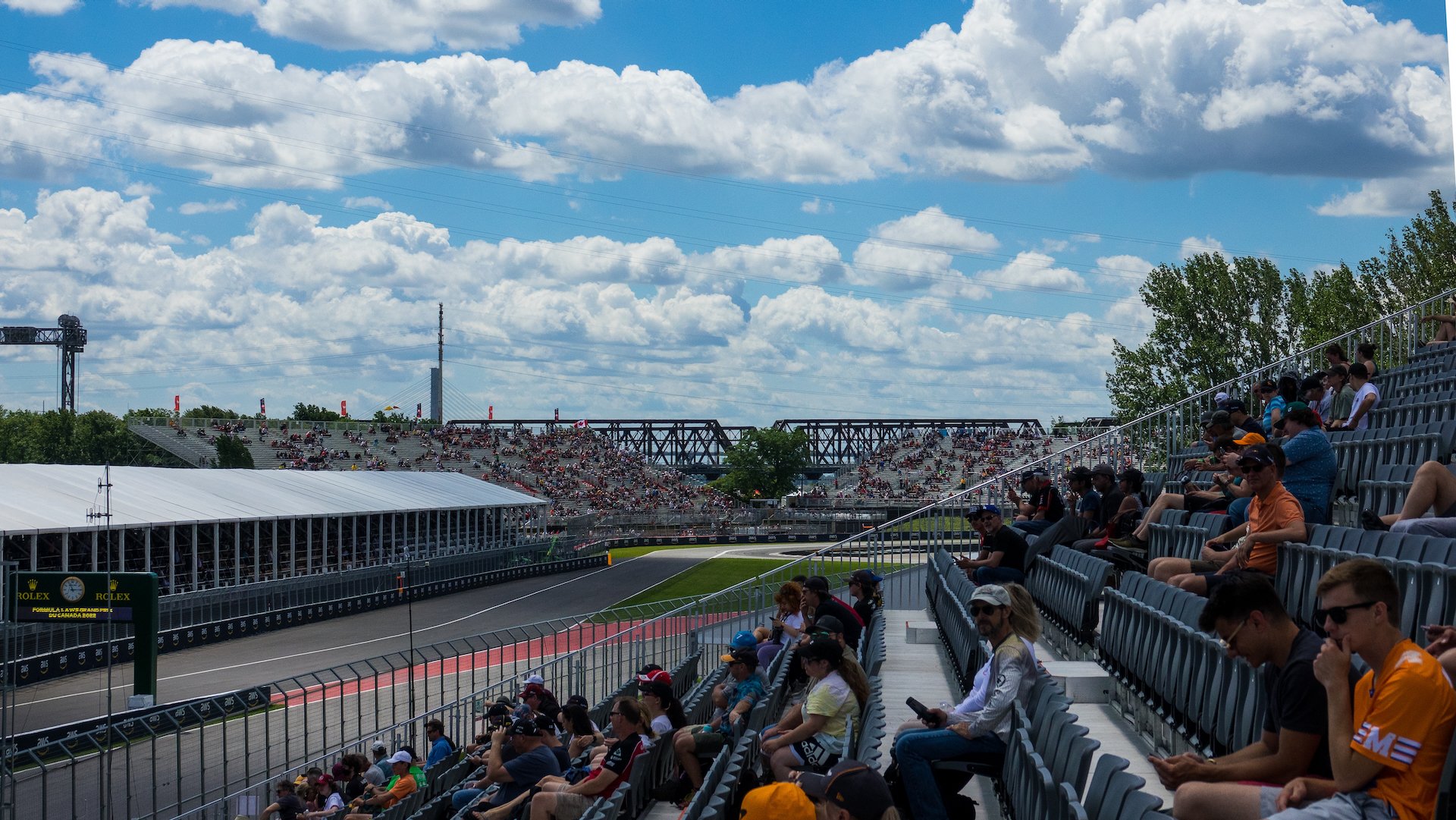  Looking up to the turn 2 grandstand, you could see it was filling in pretty well for being early on practice day. 