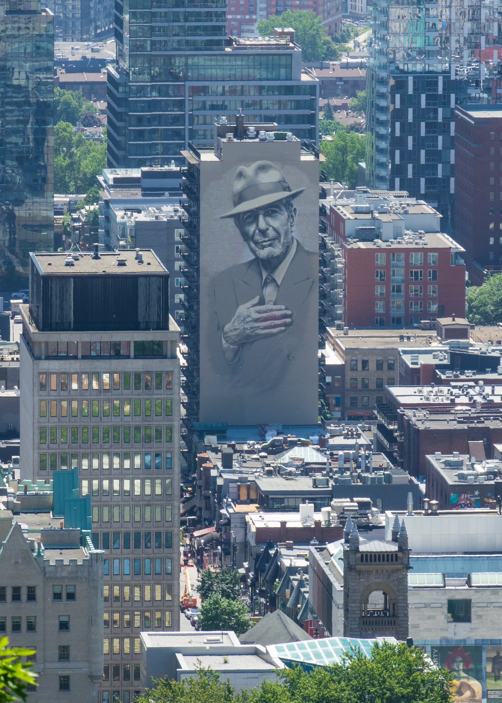  Even from up there, it was easy to pick out the amazing Leonard Cohen mural. 