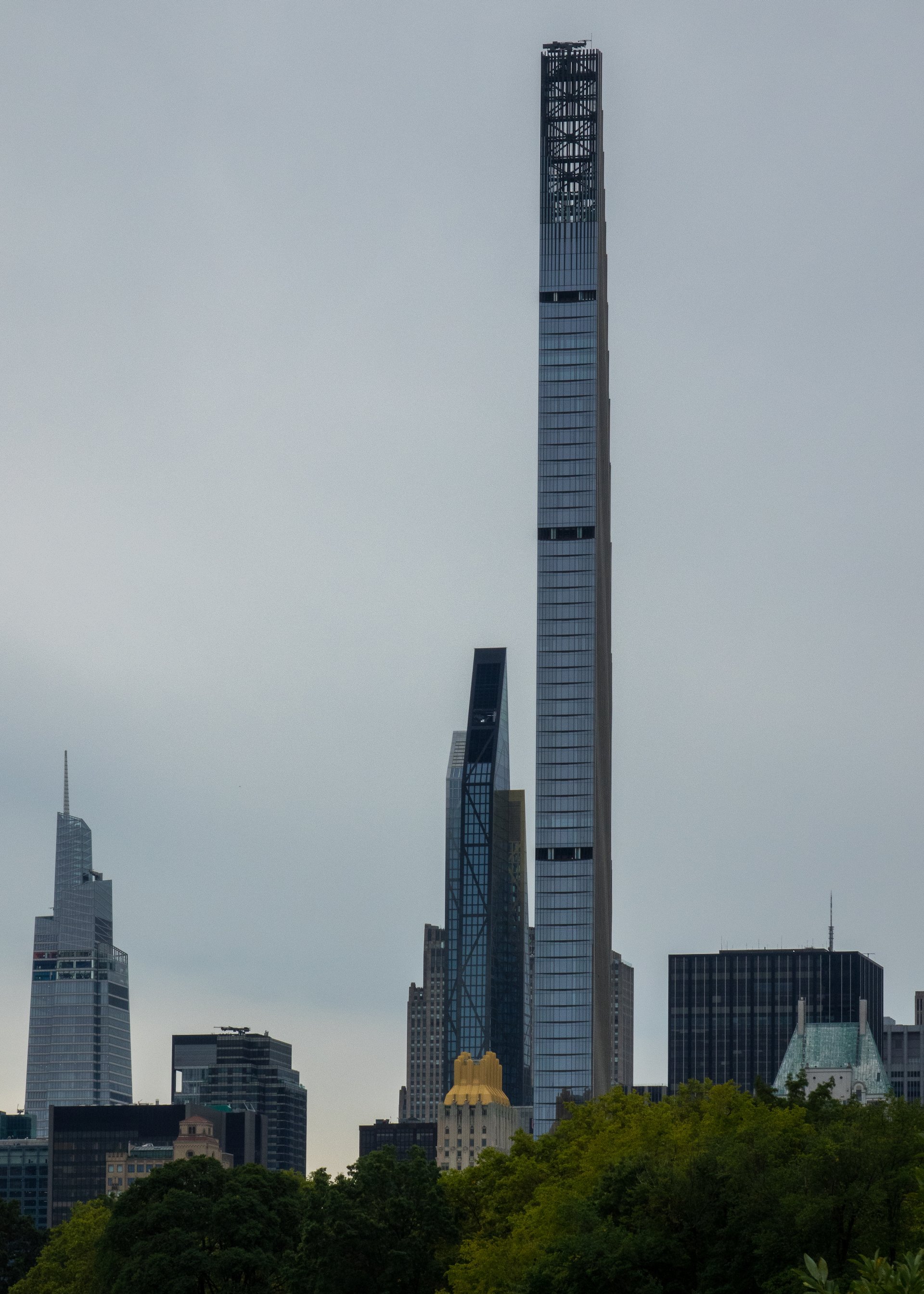  The tallest, skinniest building on the skyline.  