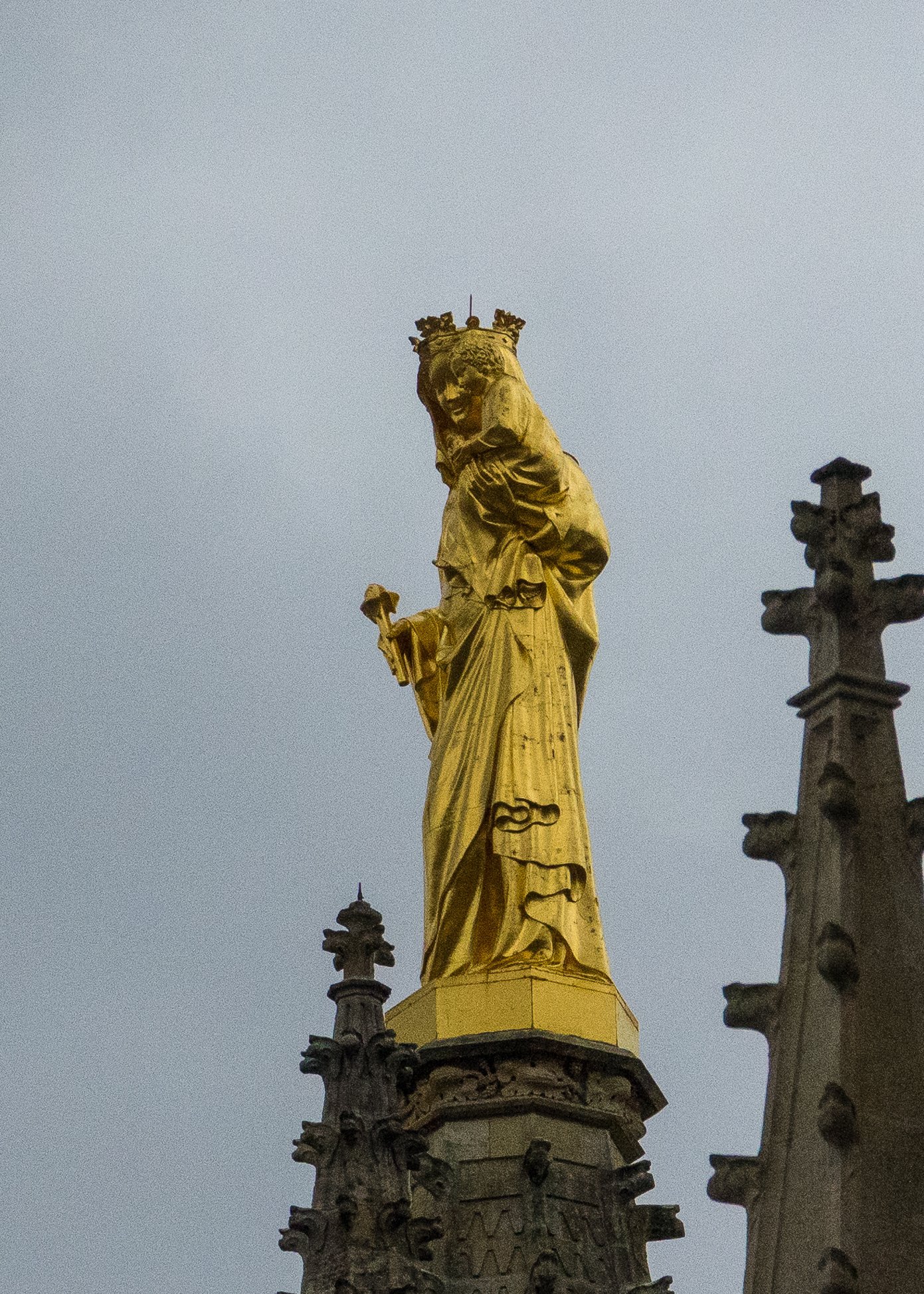  A detailed view of the figure at the top of the bell tower. 