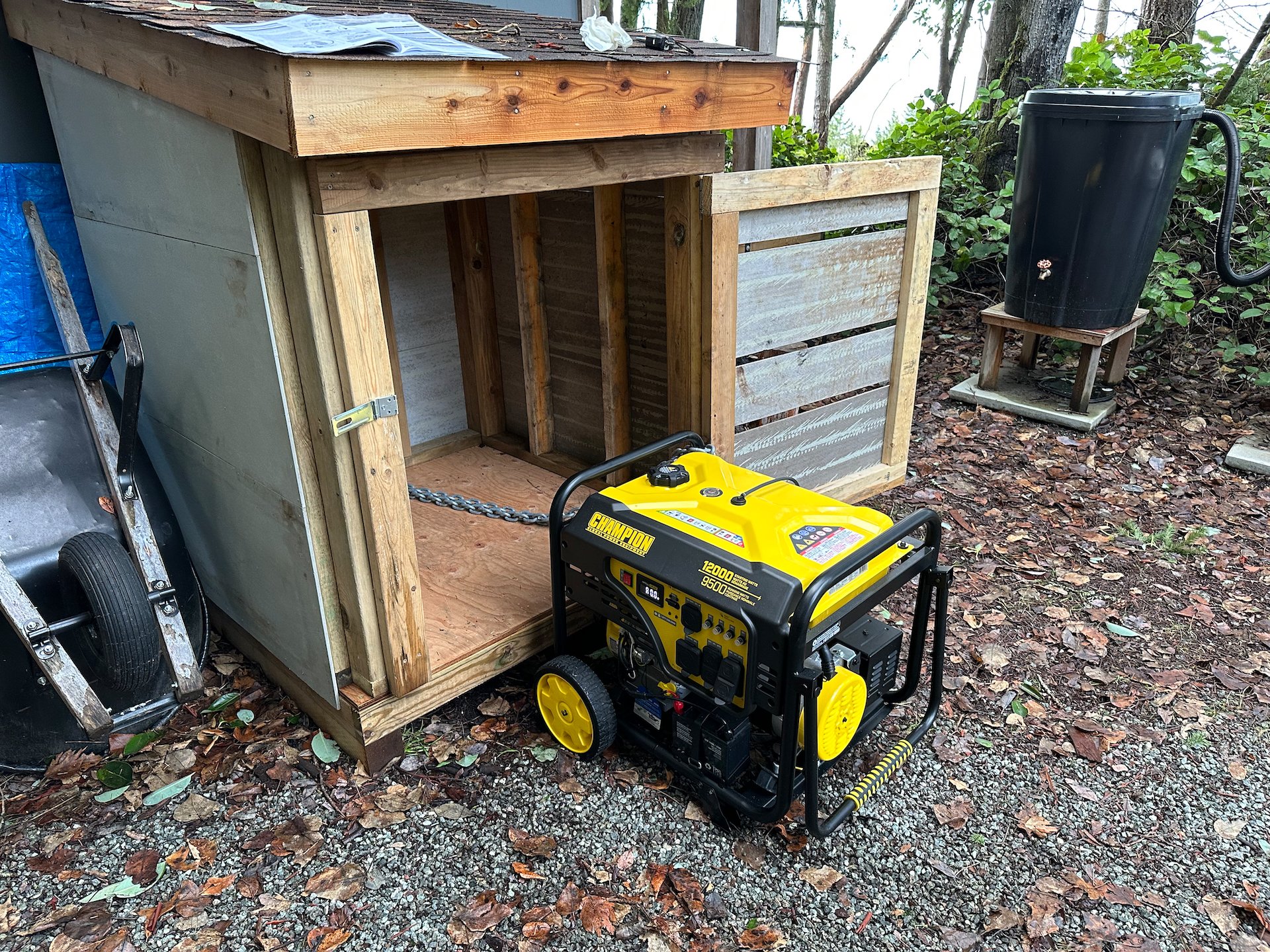 One of our first projects was to fire up the generator to test it out and start to work through it;s break in period. The electric start is nice, and it fired up straight away.  