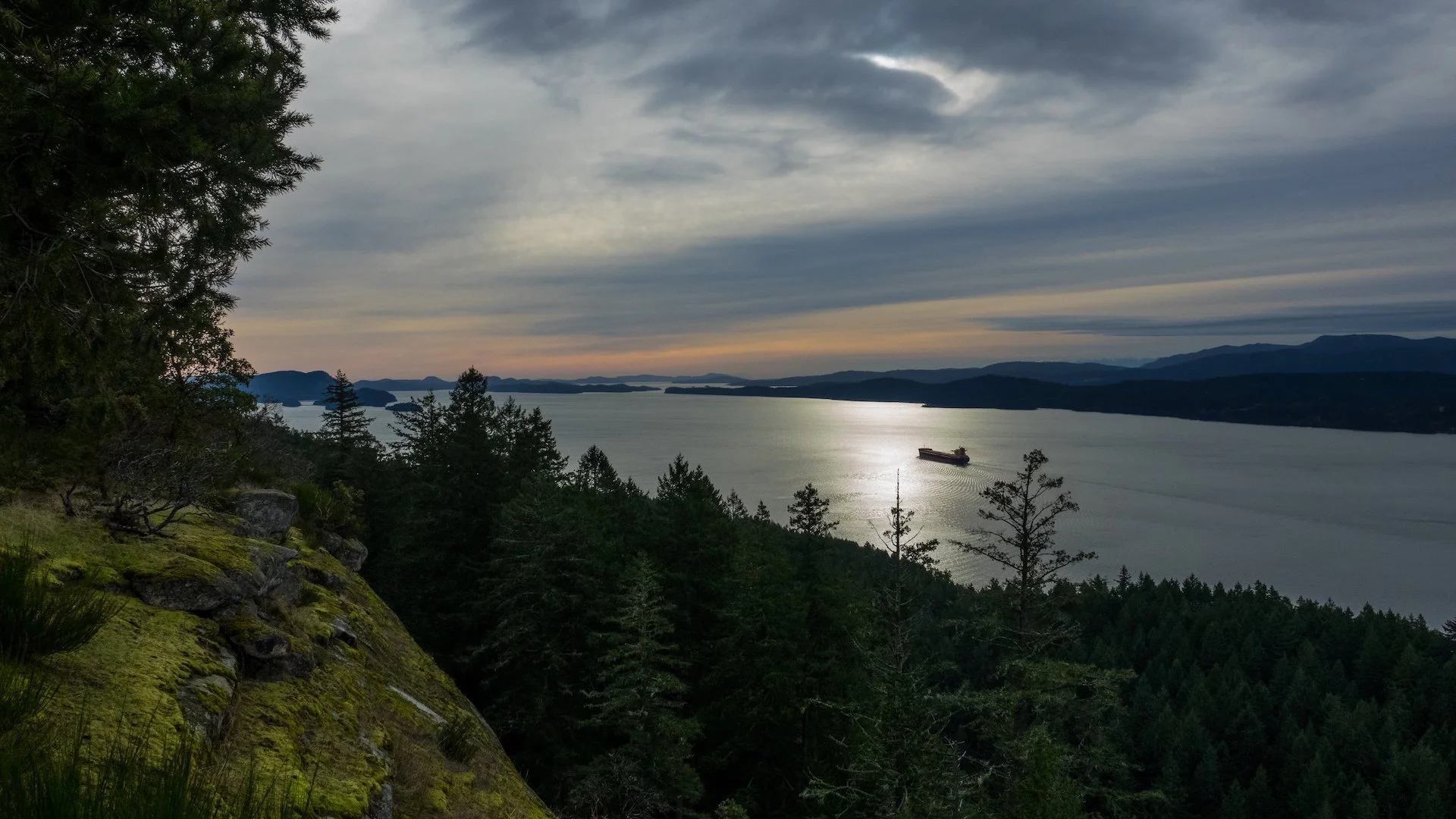  At the top of the ridge, slightly out of breath, I was treated to a great view across the channel.  