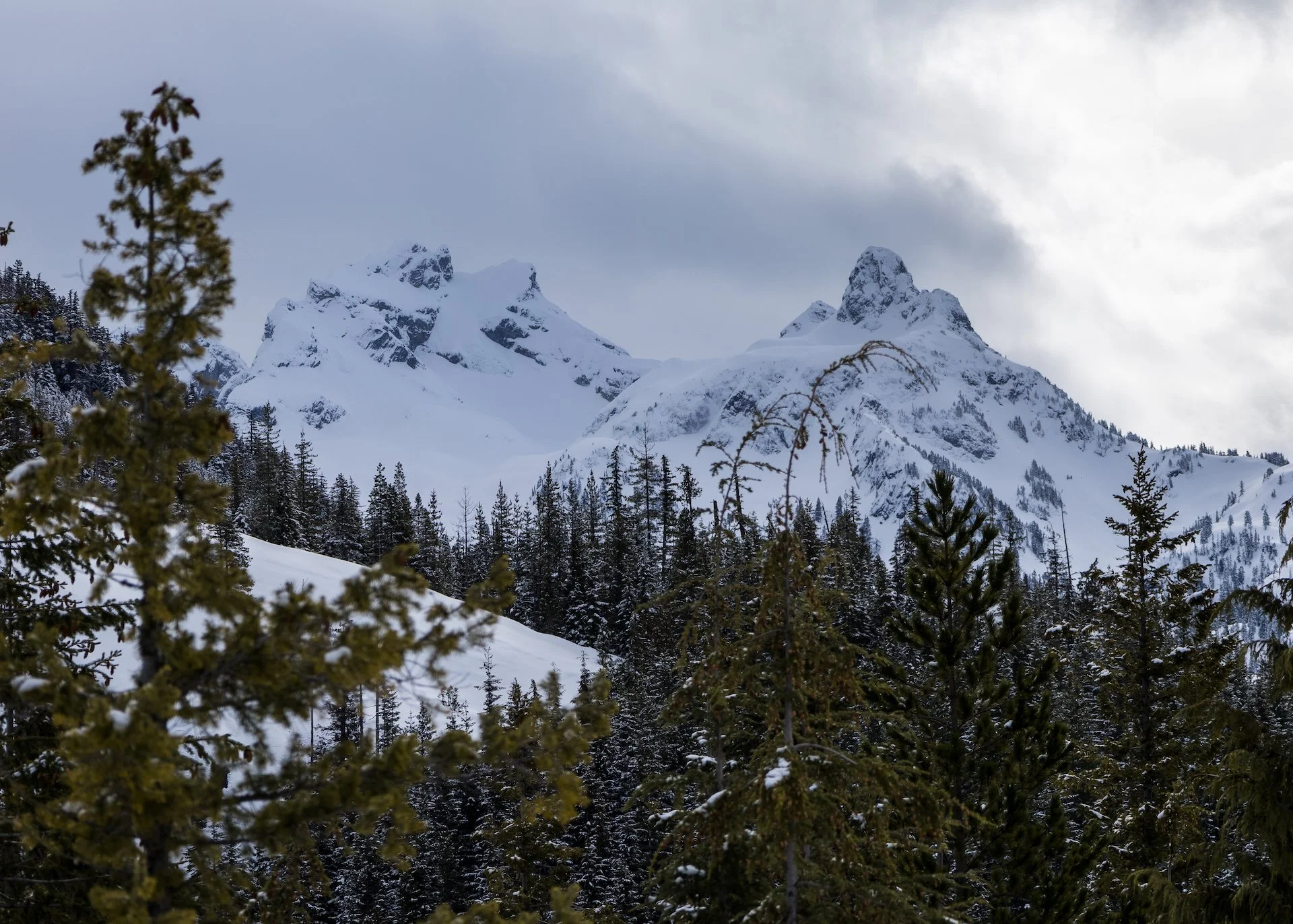 Our first view of Sky Pilot (the pointy peak) as we made our way back from the lookout.