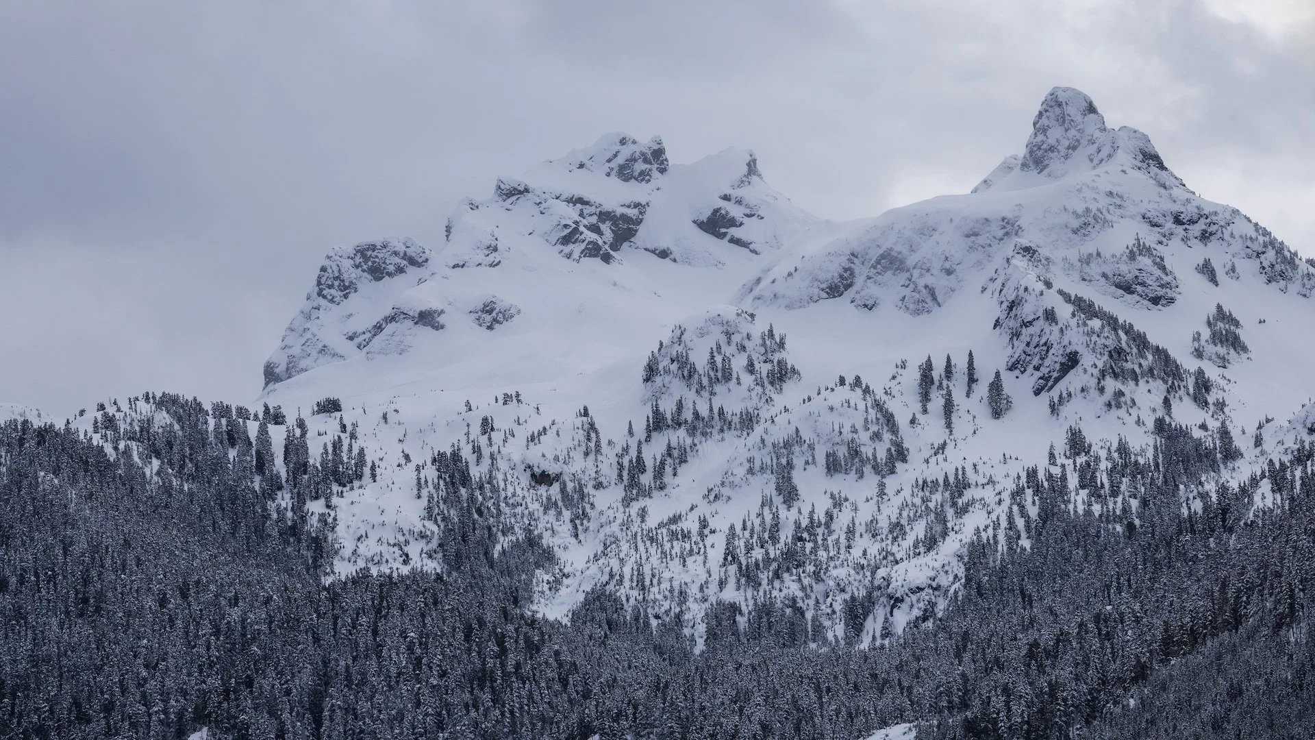 You won’t be able to see it from this photo, but there are people up on the mountain backcountry skiing! There are a few small dots below the peak to the left.