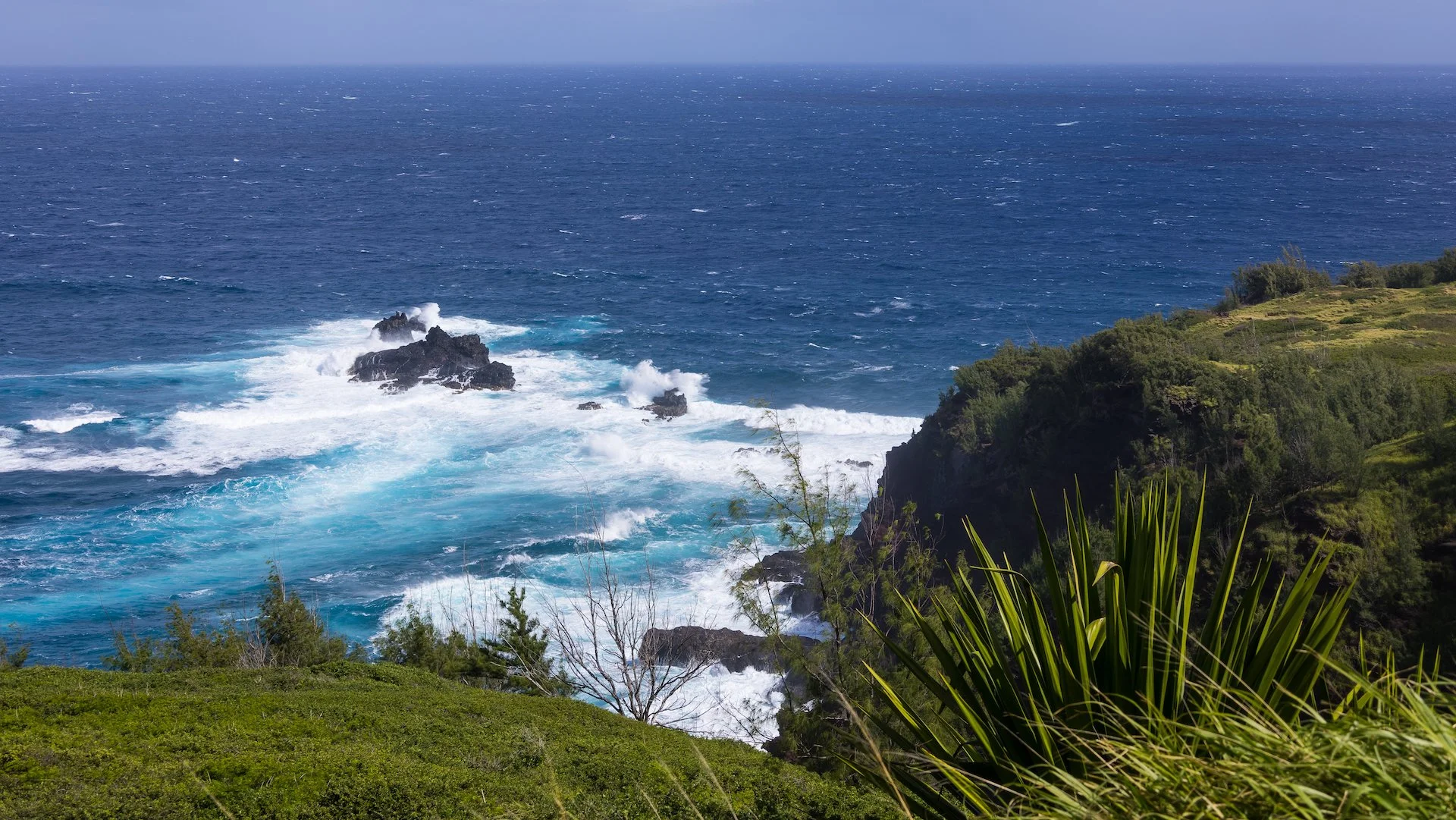  The ocean was quite whipped up around the offshore rock outcrops.  