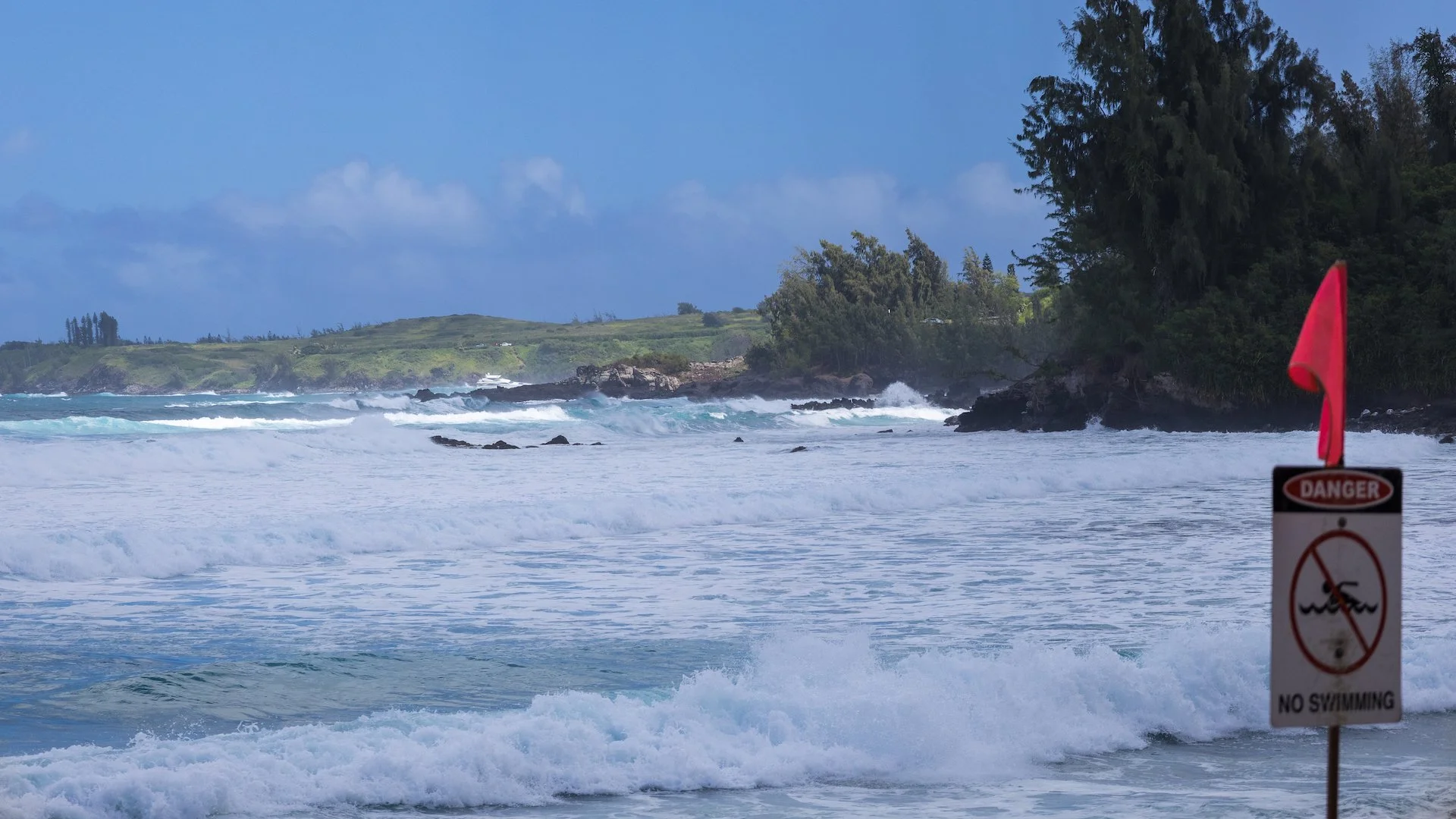  Not that we were equipped for getting in the water, the red flags would have prevented it anyway. There was a bad rip current according to the signs.  