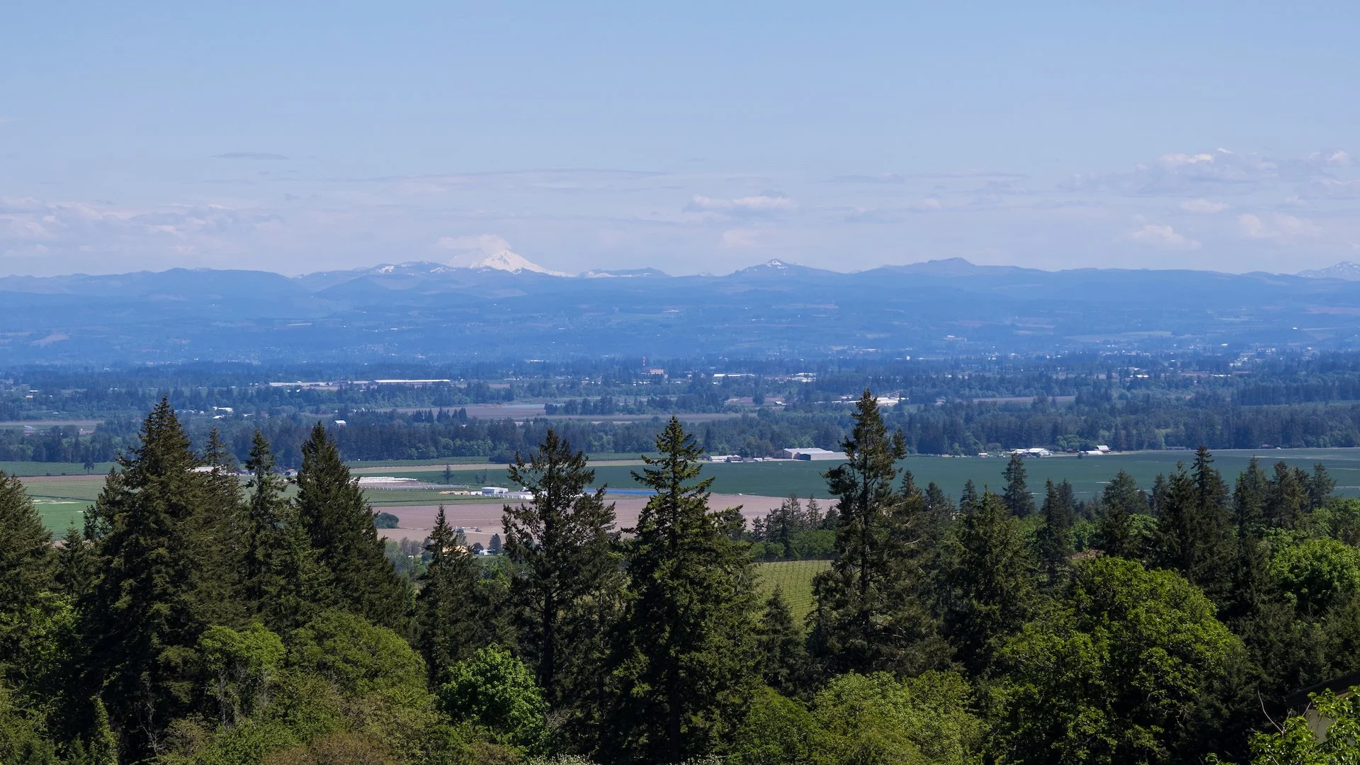  Mount Adams is just peeking out from the clouds on the horizon.  