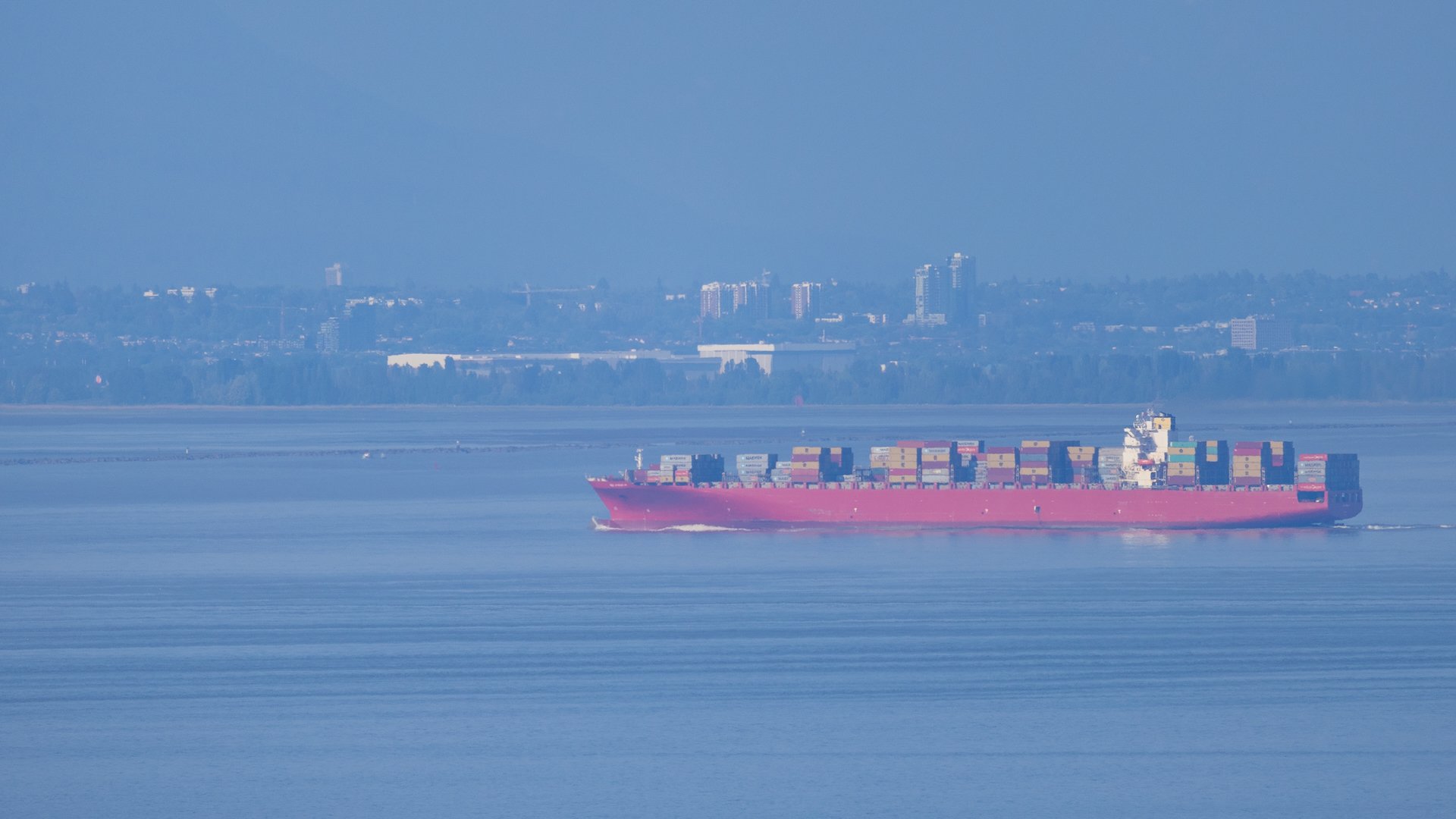  A container ship heading into port 