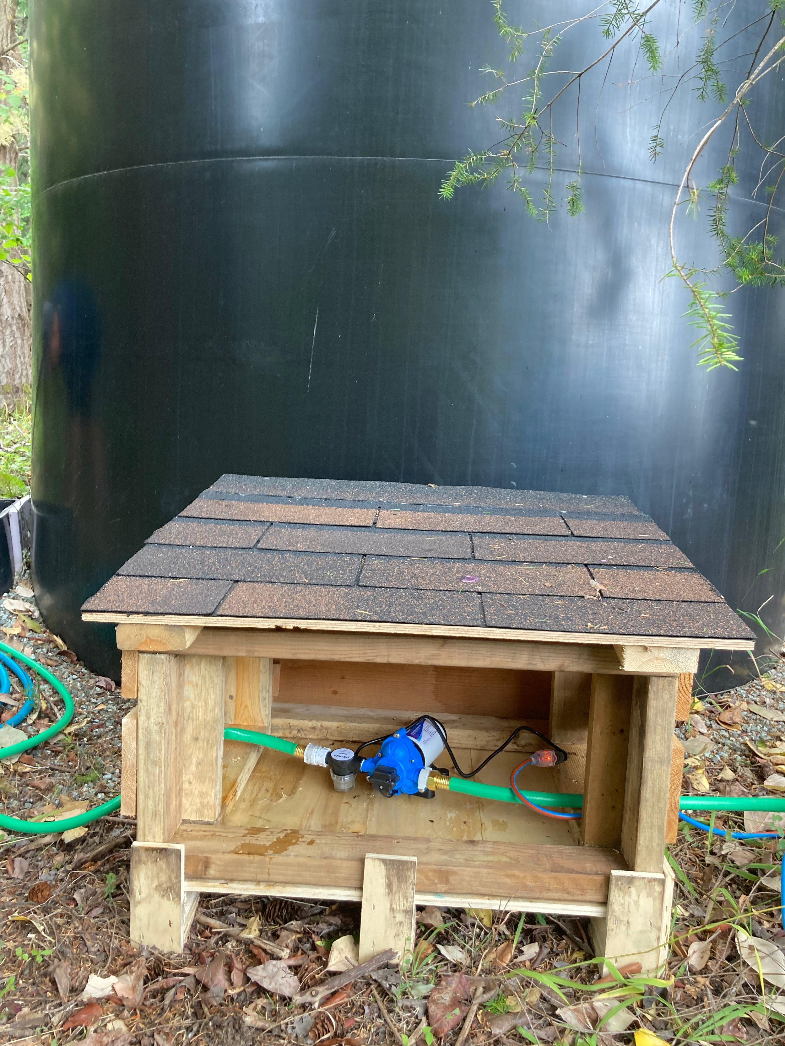 Pump and pump house in place, and all set to keep the garden and orchard watered. 