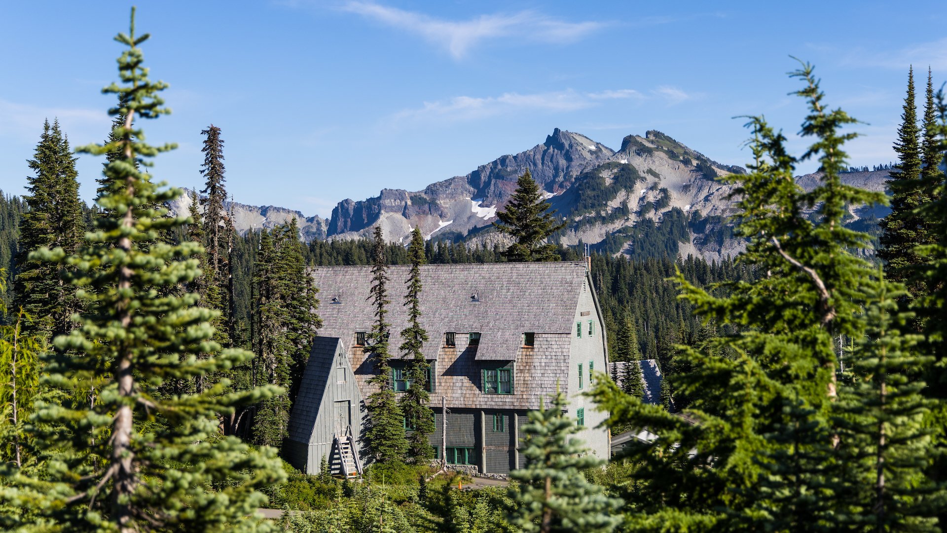  Looking back down at the lodge and other buildings at Paradise. 