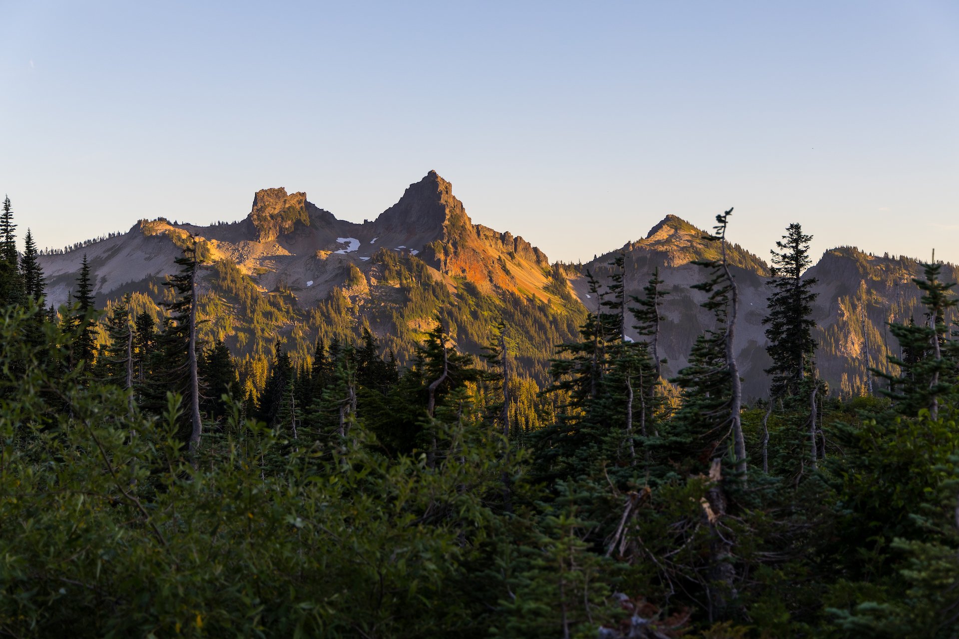  As the sun started to set, the light on the Tatoosh Range started to make the mountains glow. 