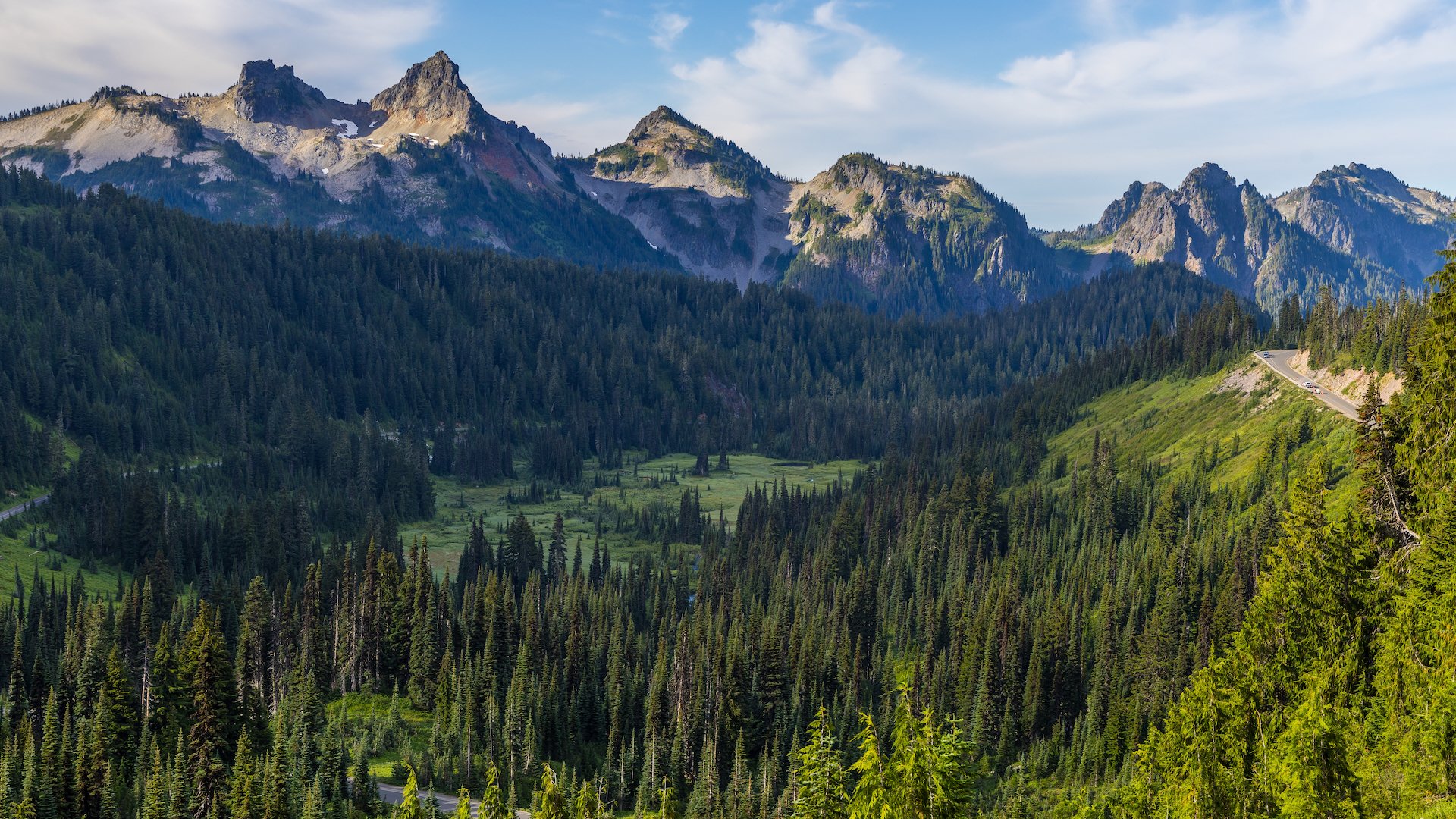  As we headed down, we could see out across the valley to the Tatoosh Range. 