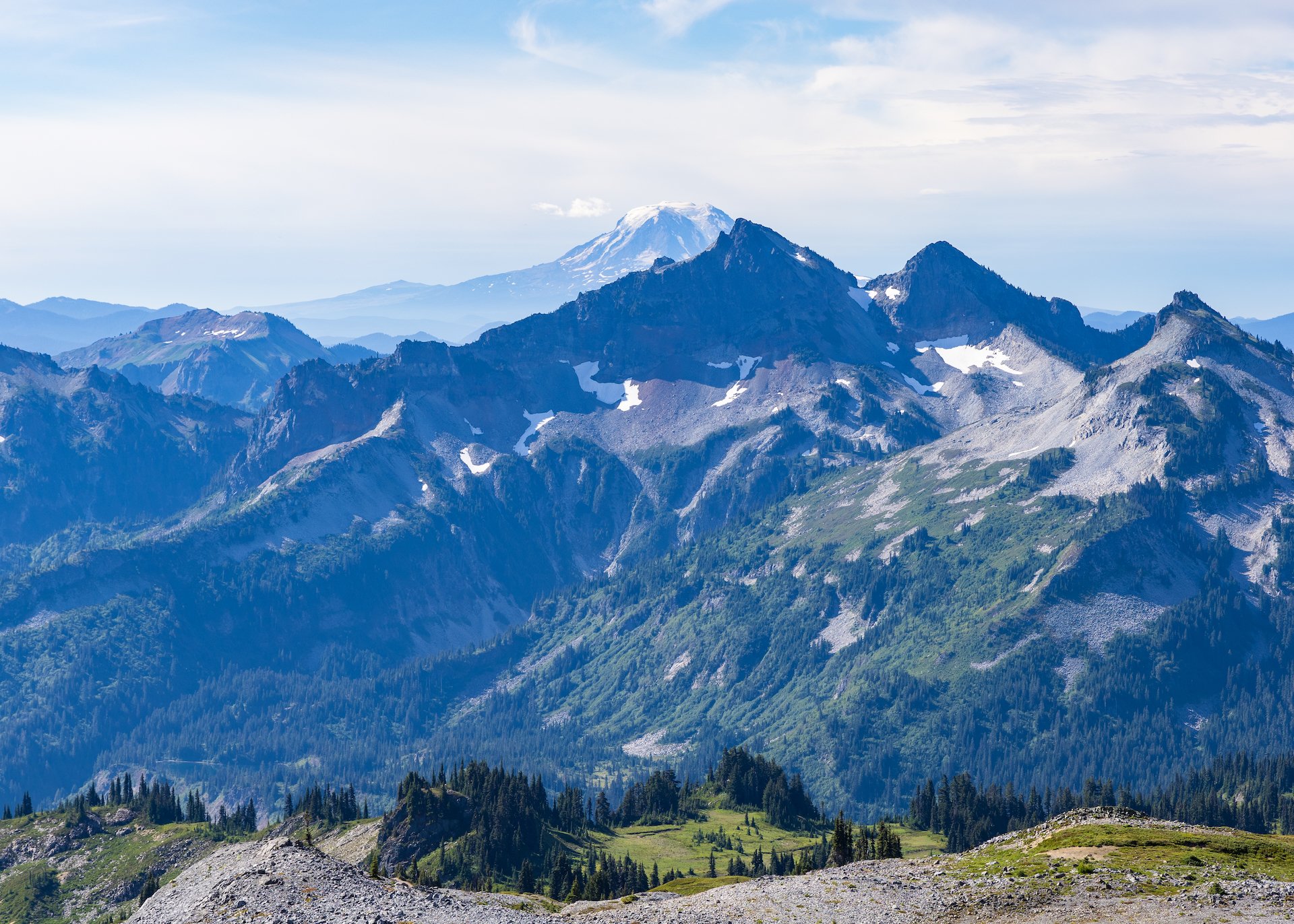  As we climbed, Mount Adams started to come into view from behind the local mountains.  