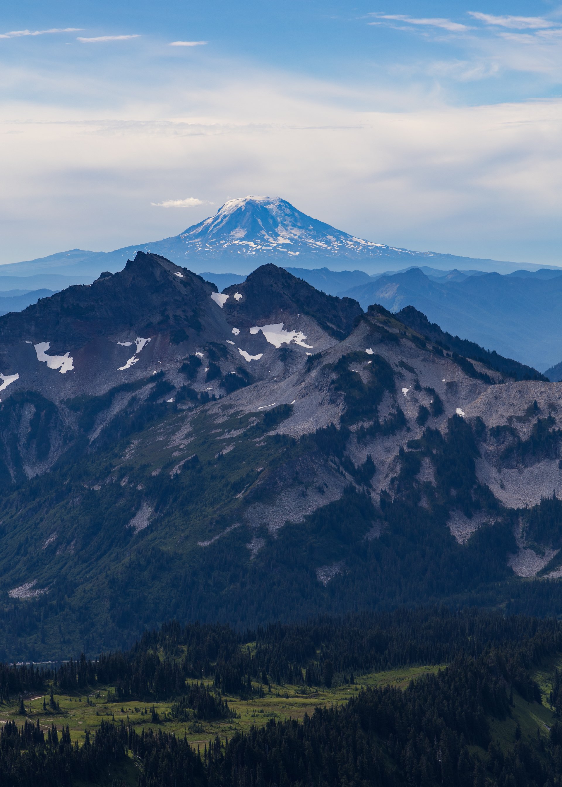  Mount Adams looms in the distance.  