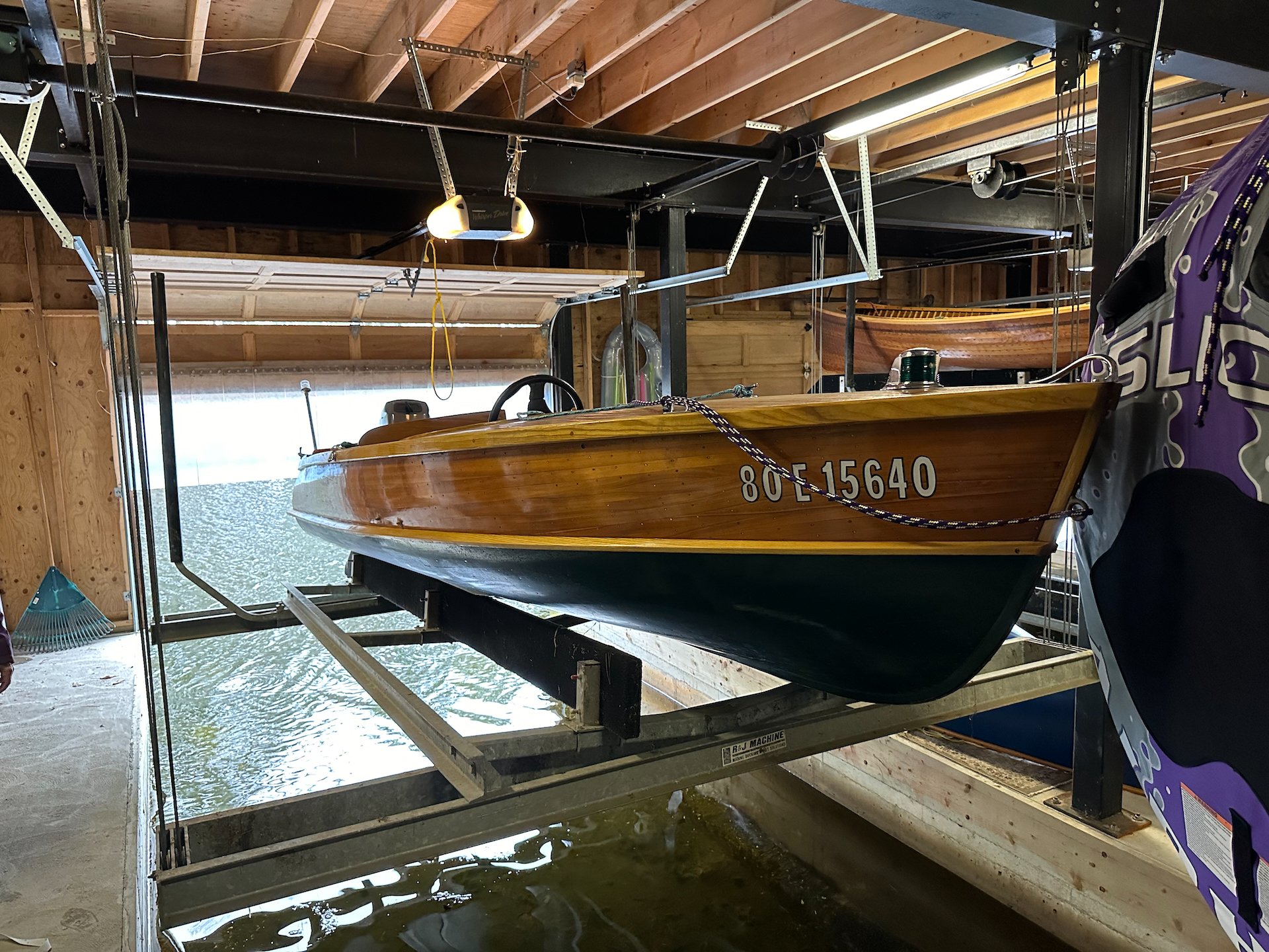  Their wooden runabout is just beautiful. Handmade, it’s just perfect for the lake.  
