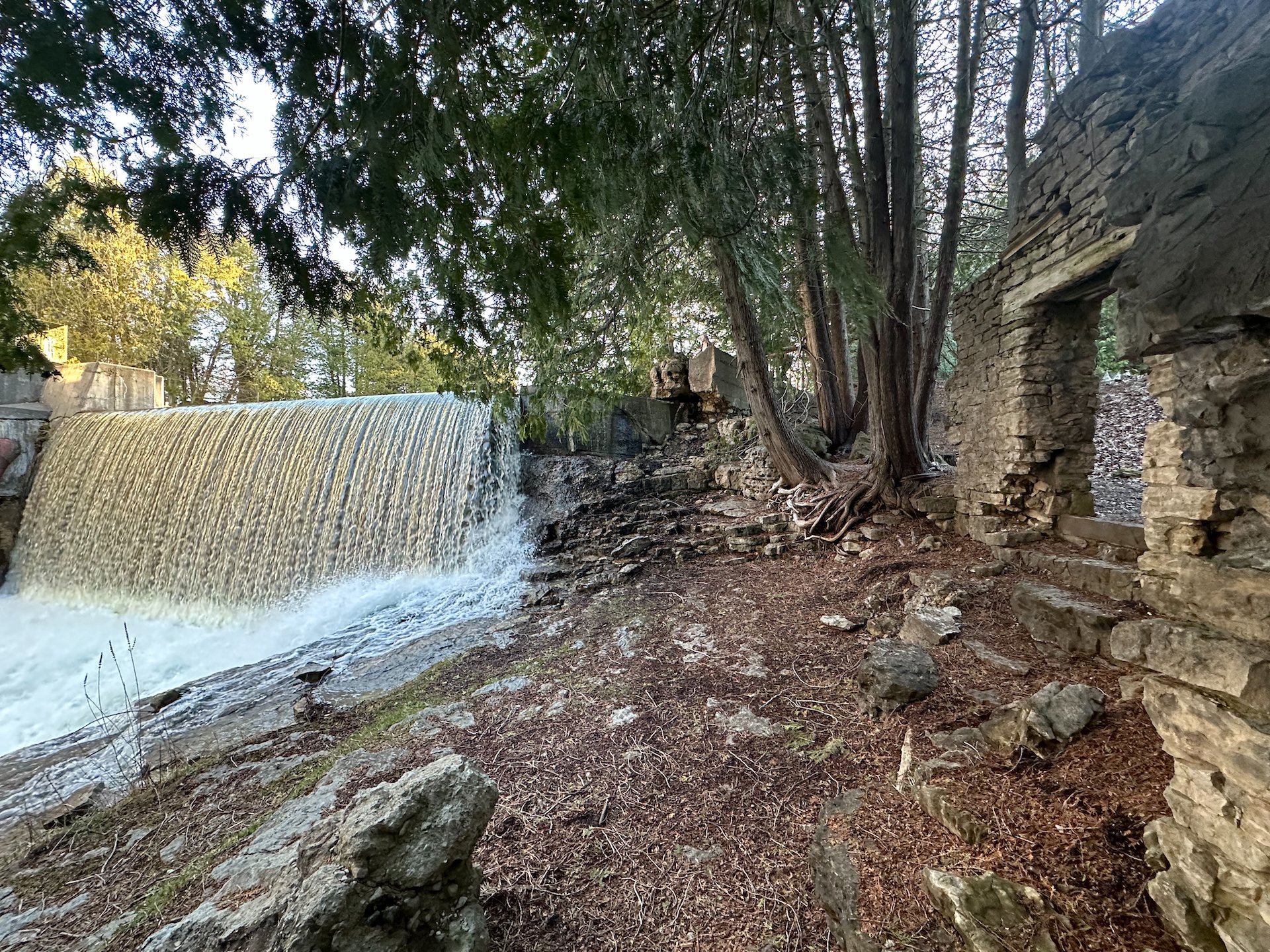  The waterfall and a piece of the old mill infrastructure that’s still standing. Mostly used for photo opps.  