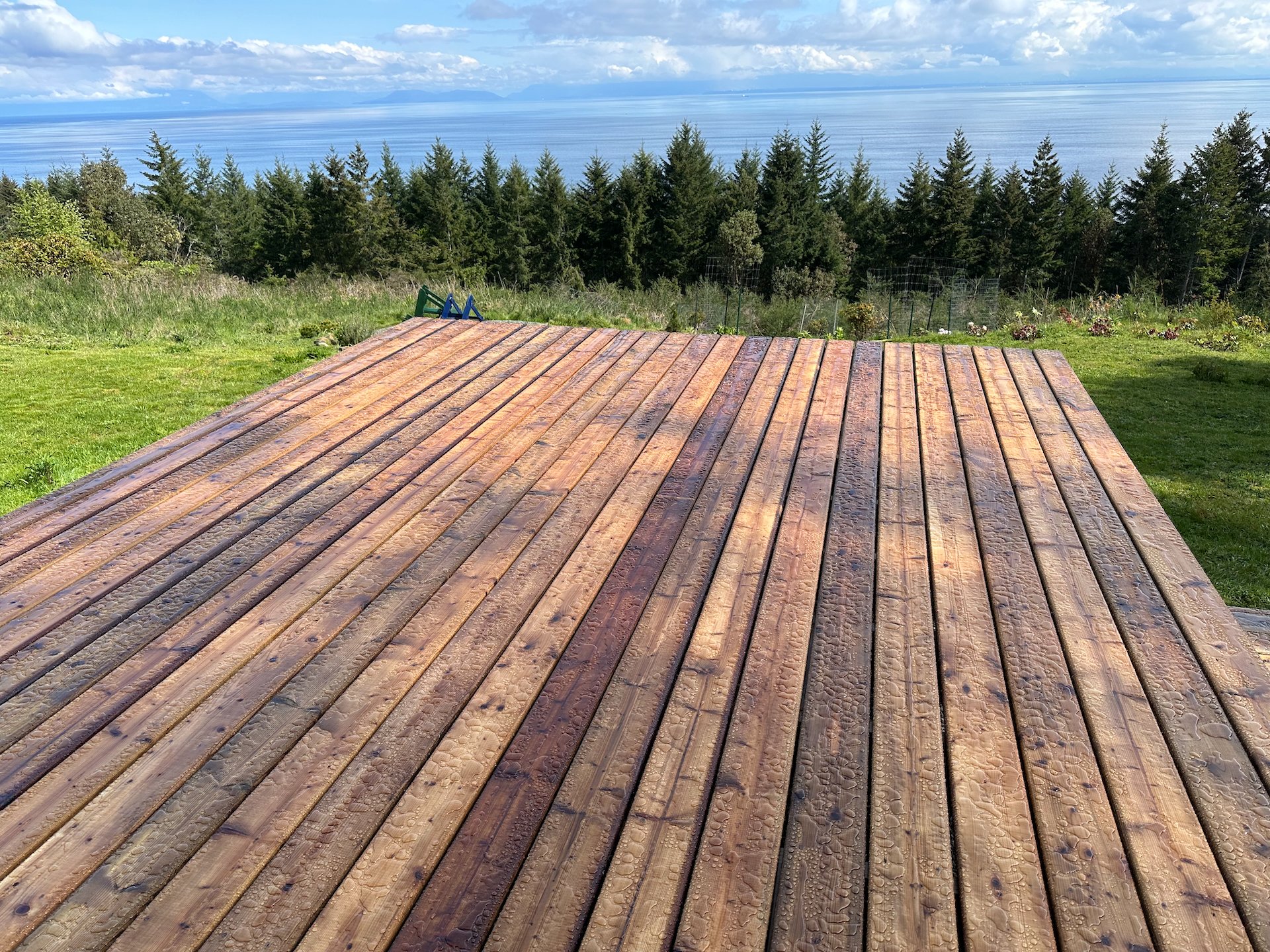  The new deck, all freshly sealed up.  