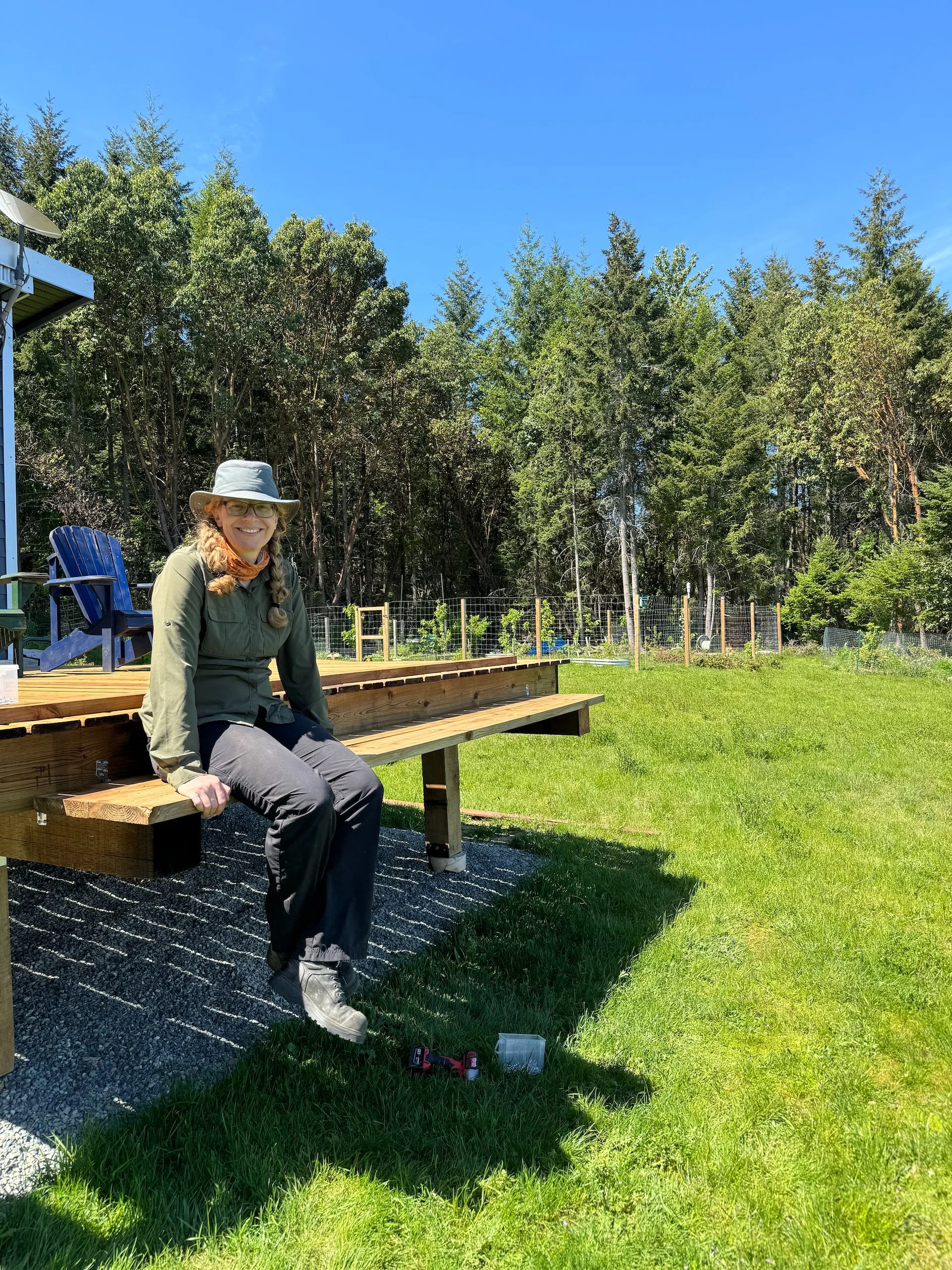  We had an extra foot of length on the main 6x6 beams. We weren't quite sure what to do with them, so rather than cutting them off I added a couple of 2x8's and well use them for some planters. They should be high enough off the ground to keep some n