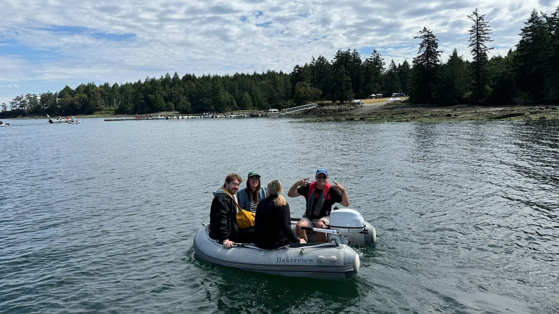  The captain was shutting the others over to the dock on Saturna. We held down the boat.  