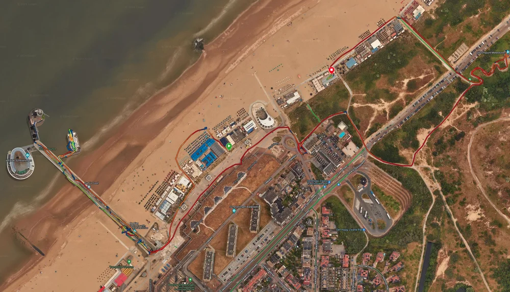  The map of our walk along Scheveningen Beach. 