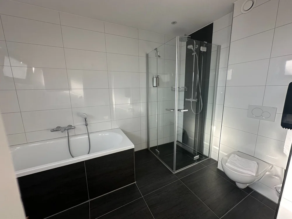  It was a nice modern, clean bathroom. 