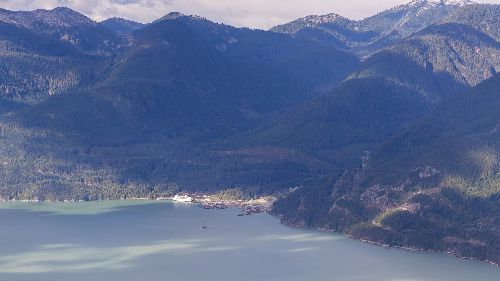 Looking down into Howe Sound, you can see the huge new LNG plant being constructed.