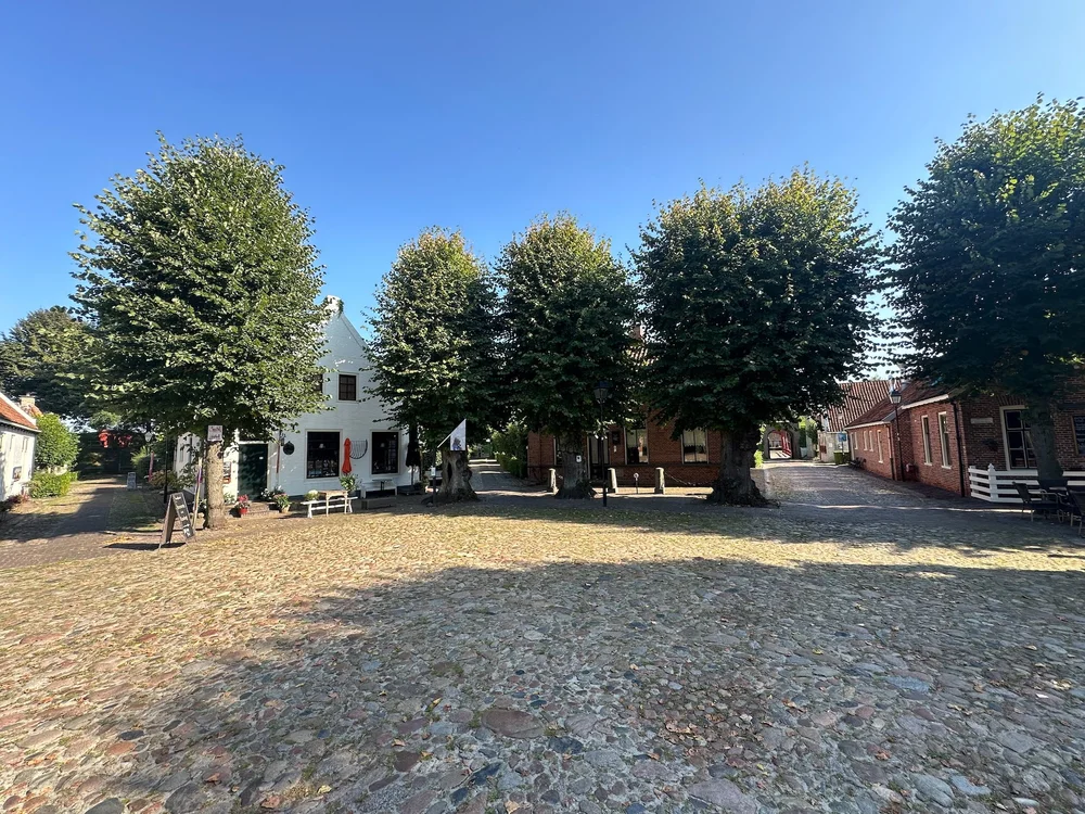  A view of the charming town center, from the patio where we had a drink and a snack.  