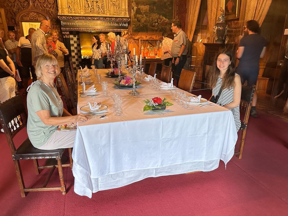  In the dining room, they had it set-up for a proper fancy meal. Mom and Mackenzie got to try it out.  