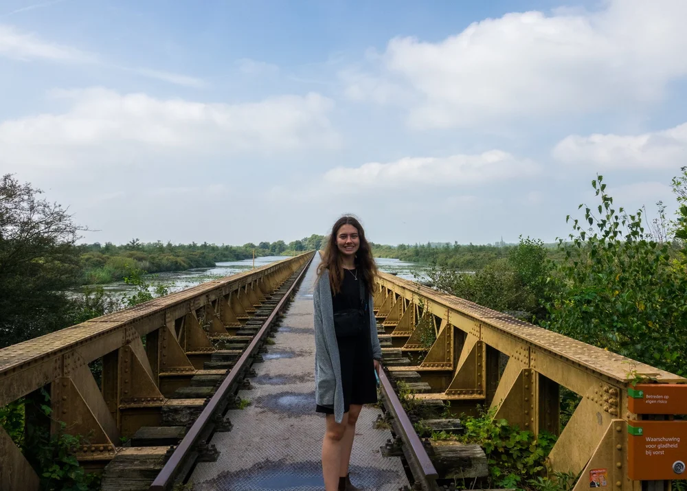  Mackenzie on the old railway bridge. 