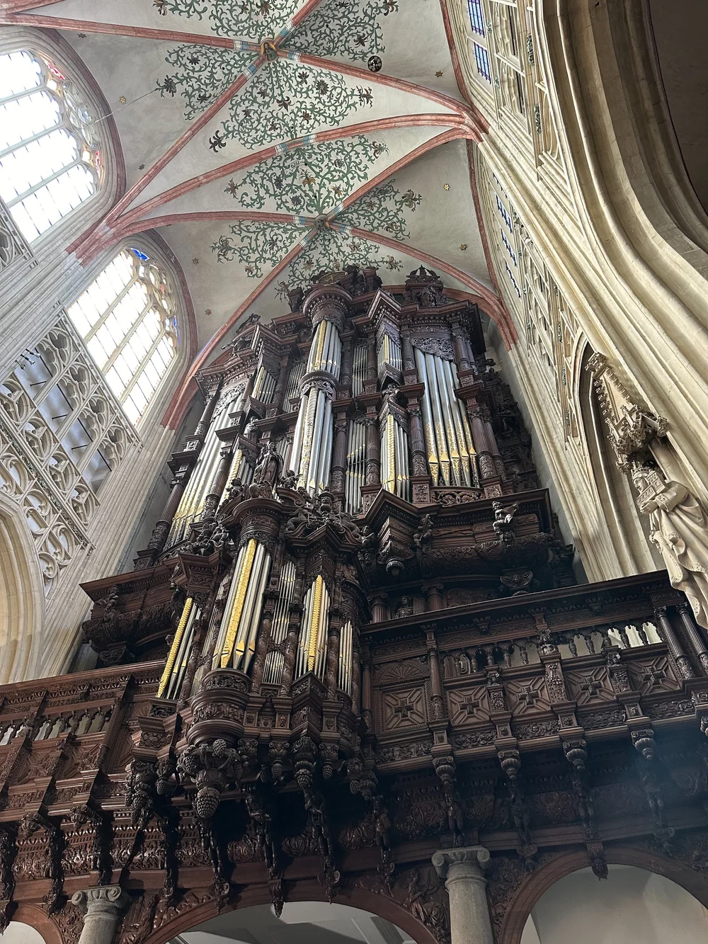  The impressive pipe organ, plus some of the amazing decorative painting on the ceilings.  