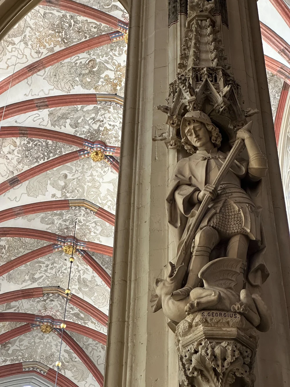 Almost every pillar in the church had incredible carvings. St. George and the Dragon on this one. Plus more of the ceilings.  