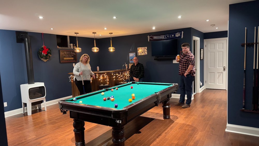  They have my dream basement, and we played a few games of pool while catching up.  