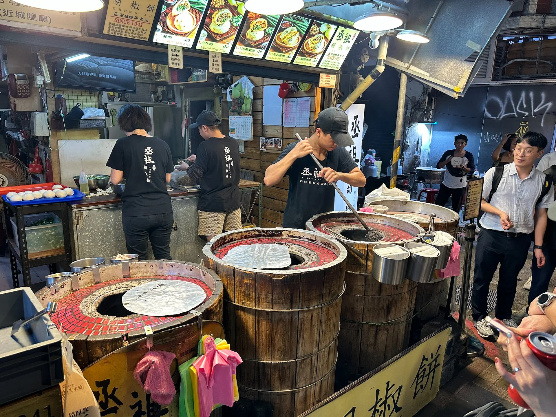  Making buns in charcoal ovens.  
