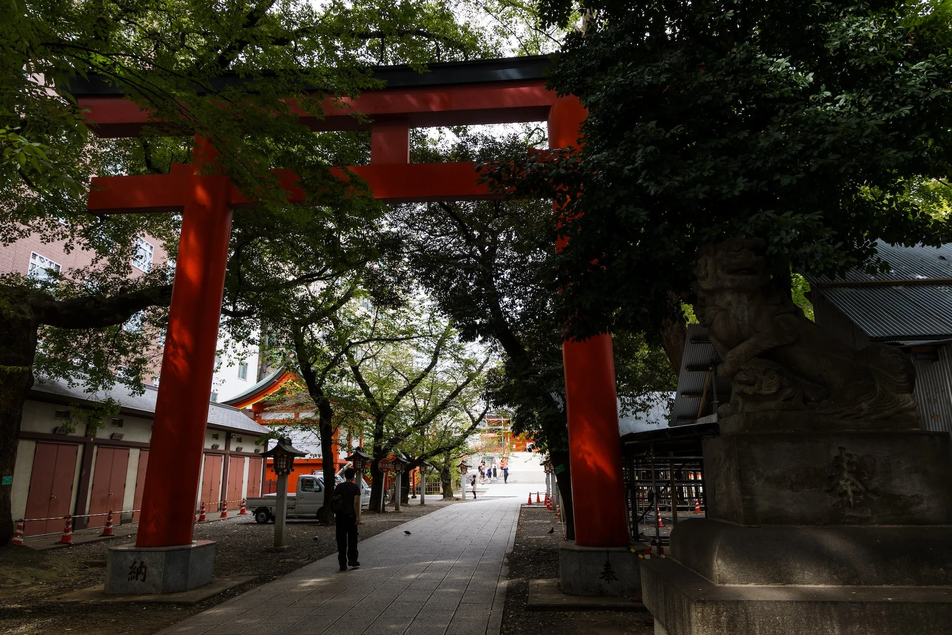  A few random things to share from our first day of walking around this part of the city. This torii gate was just up the road from our hotel and led to a full on temple. Sadly it was under construction, so it was not worth taking photos.  