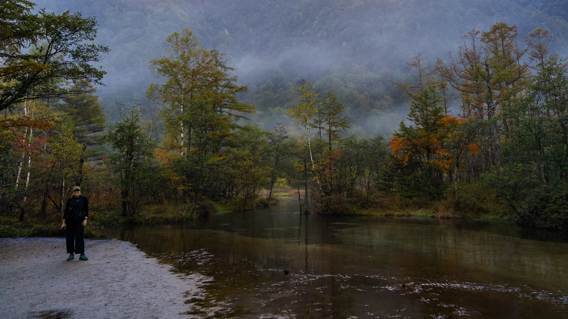  Justine out front of the Tashiro Pond. 