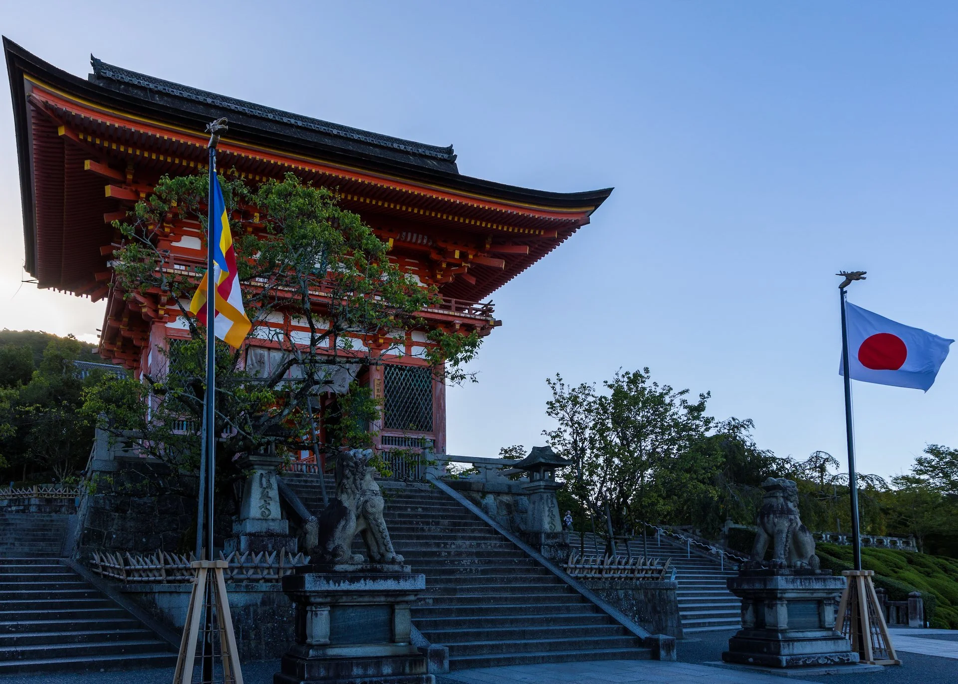 You are greeted by the first set of stairs and the first gate. 