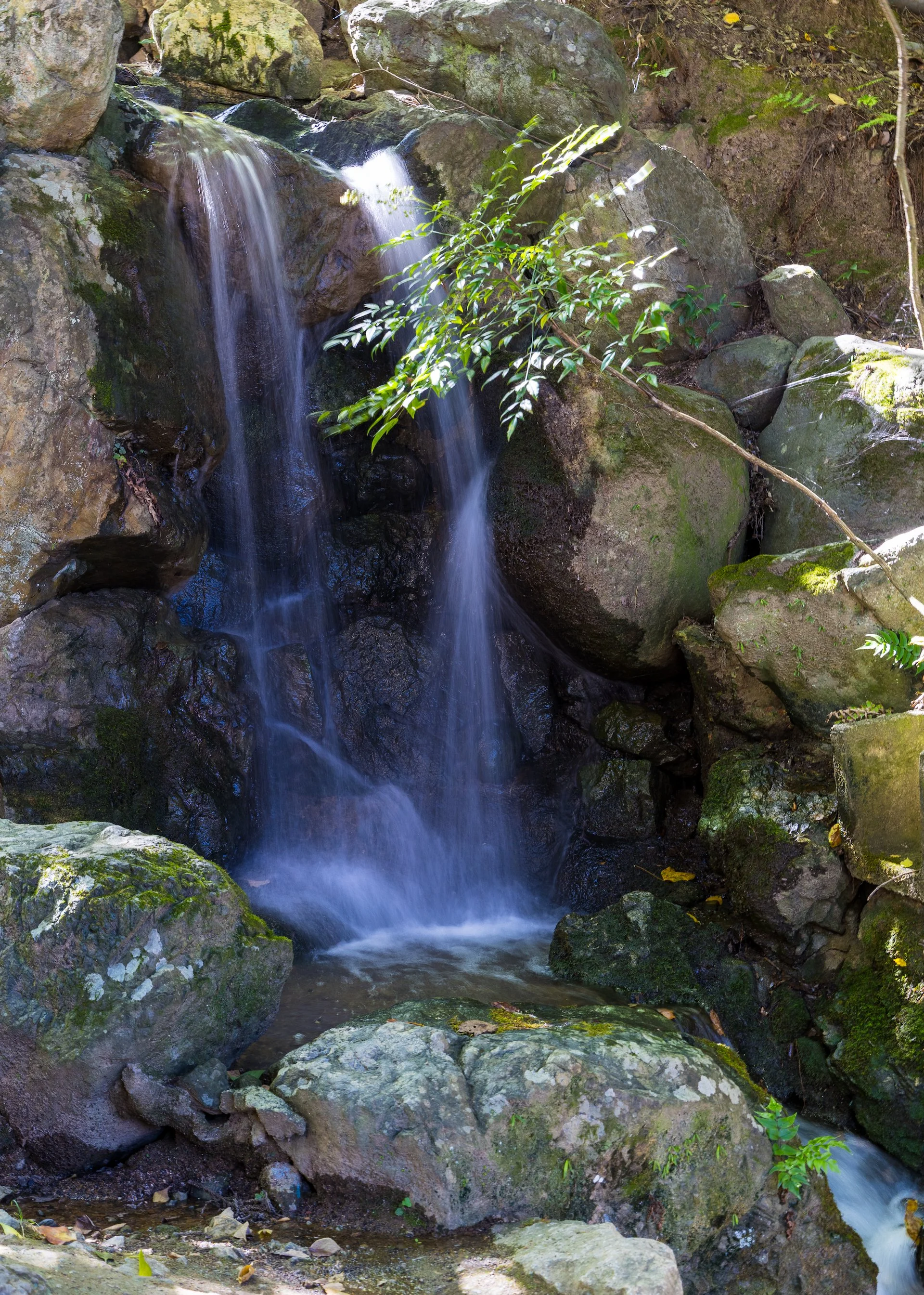  There was a little waterfall flowing under it. 