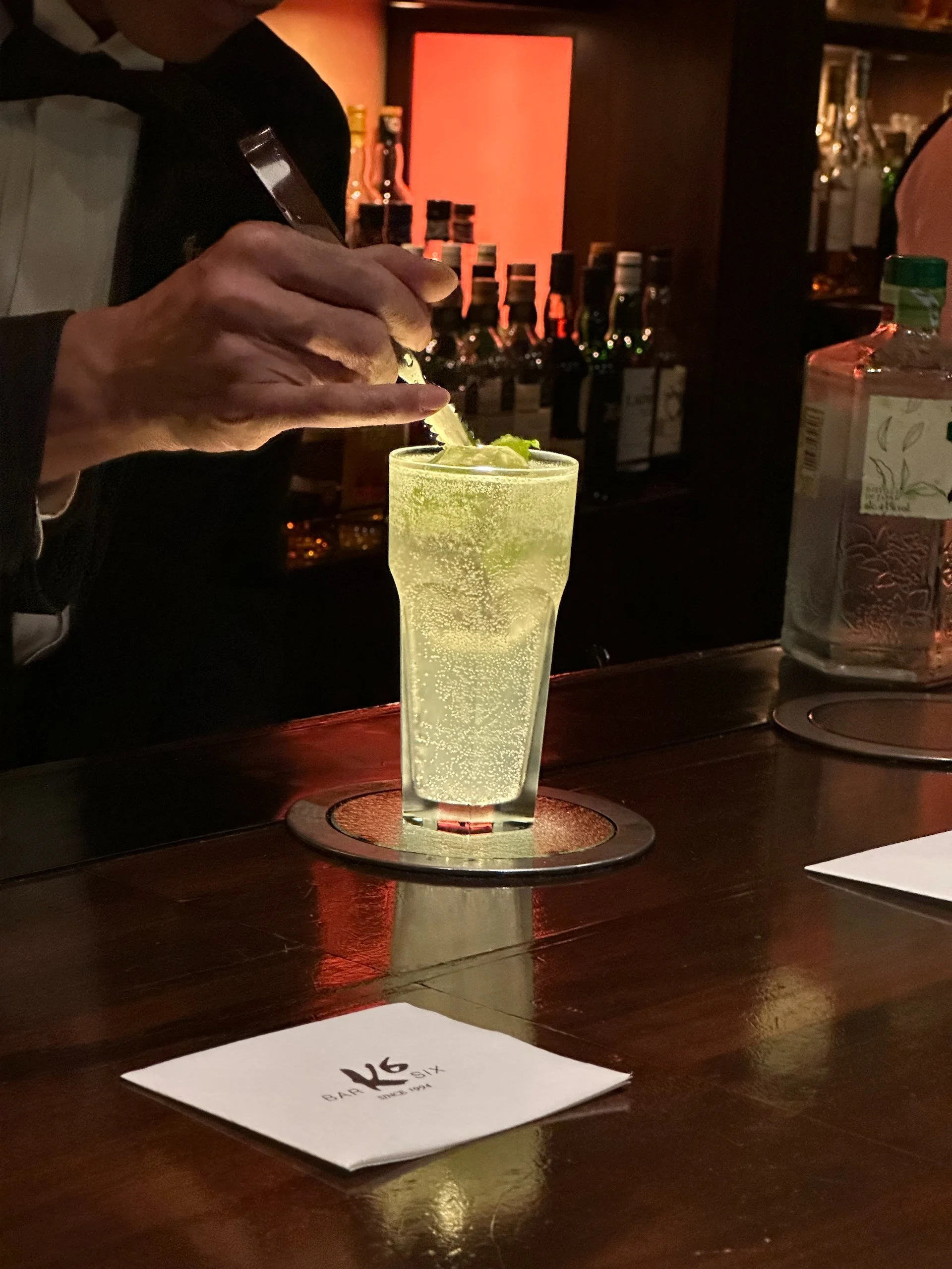  Justine got a fancy mixed drink. 