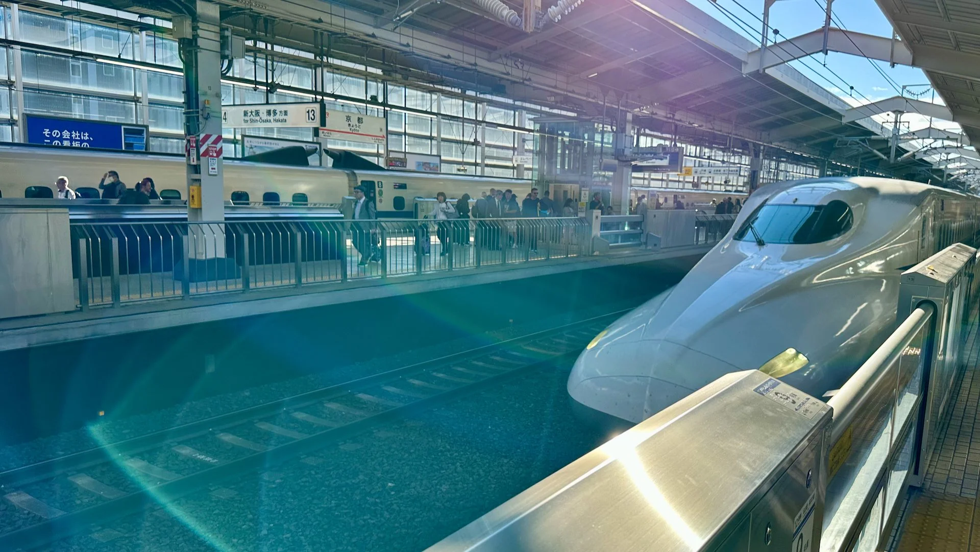  Our train entering the station. The sun was in the all wrong place! 