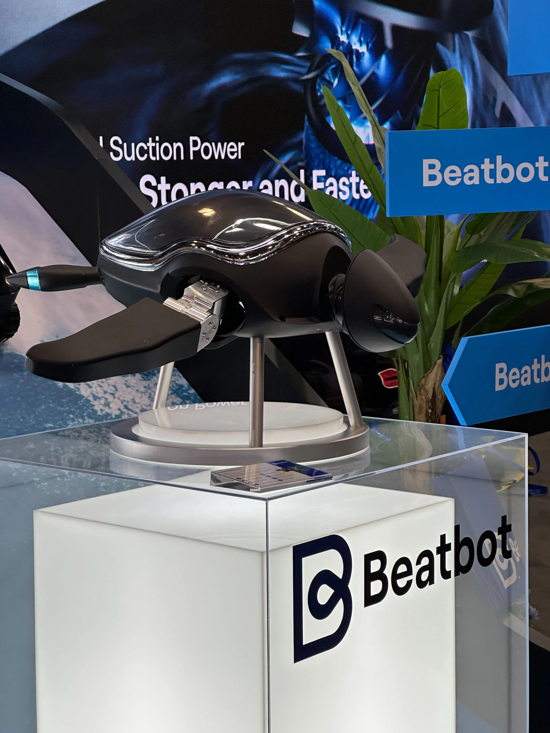  This might have been my favorite thing at the show. The company makes pool cleaning robots (which were interesting), but they built this robot to help with scientific research. It’s an autonomous robotic turtle that can swim solo. It takes water sam