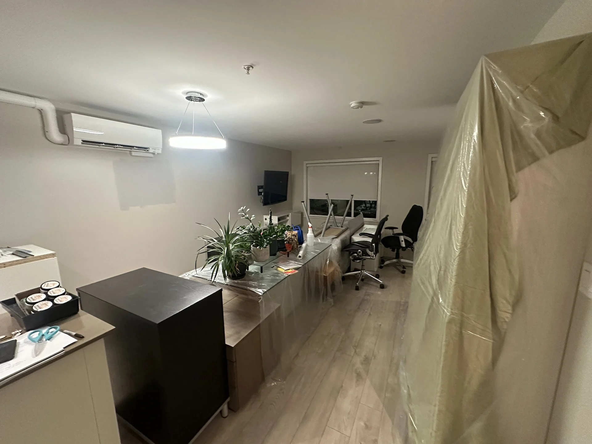  We were able to slide most of the big stuff into the center of the room. 