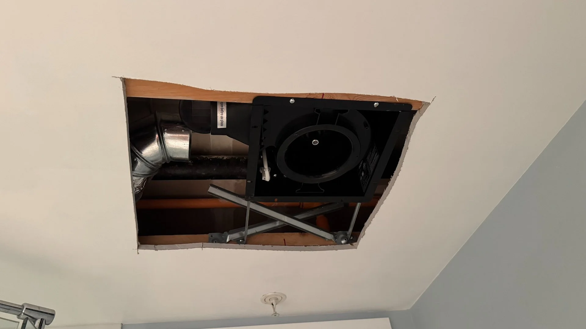  I was shocked that in order to replace the bathroom fans, they had to cut out huge holes in the ceiling.  