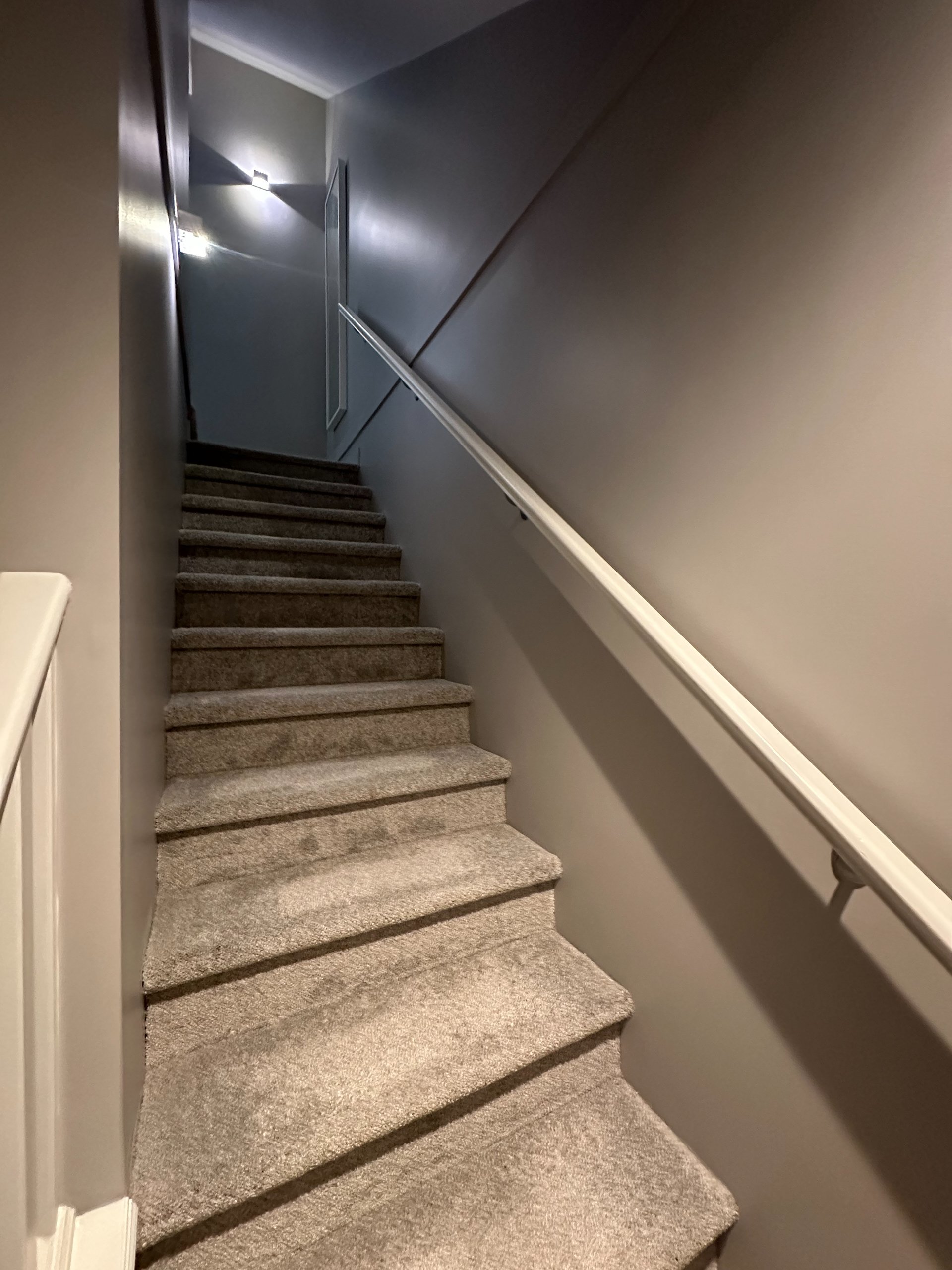  The two new lights make a huge difference in the stairway. 